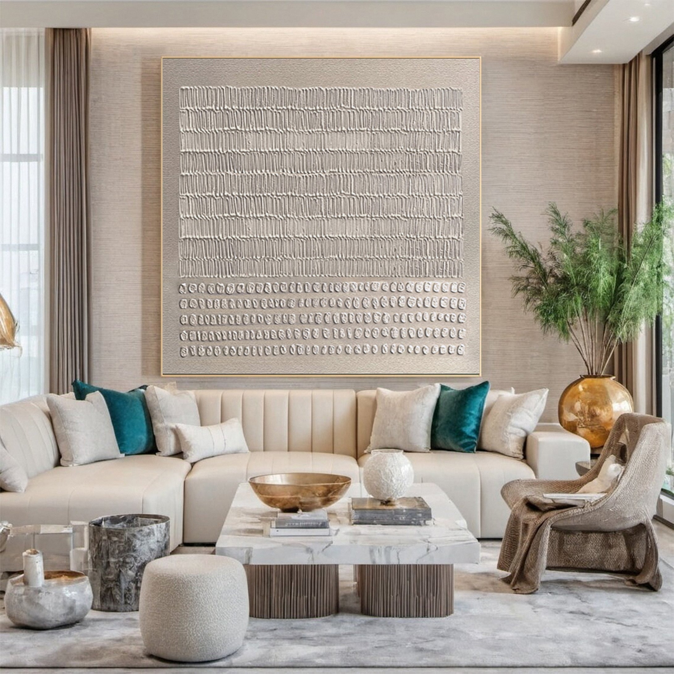 Minimalist Neutral Canvas with Repeated Abstract Symbols #BGA 306