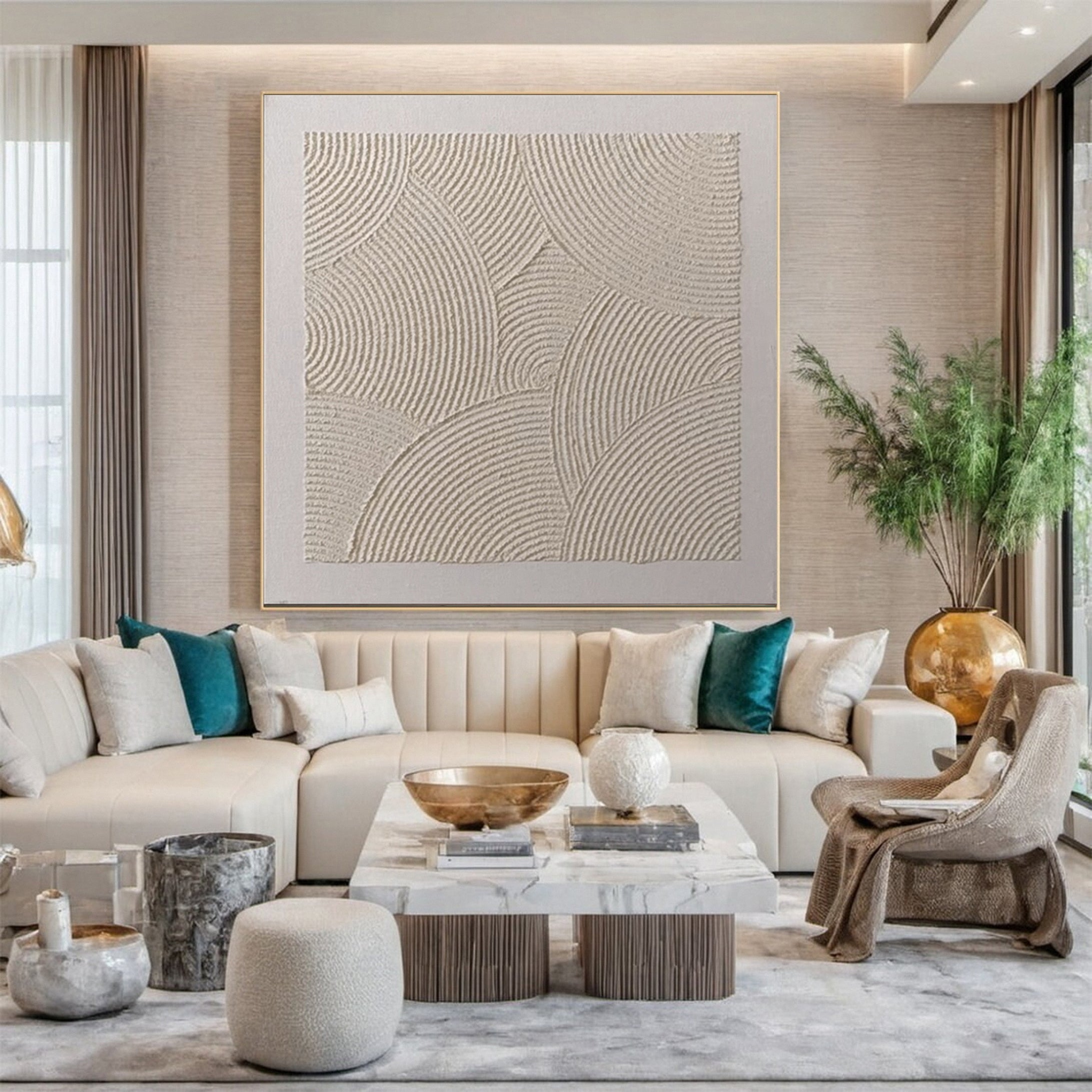 Textured Minimalist Abstract with Overlapping Semicircles #BGA 316