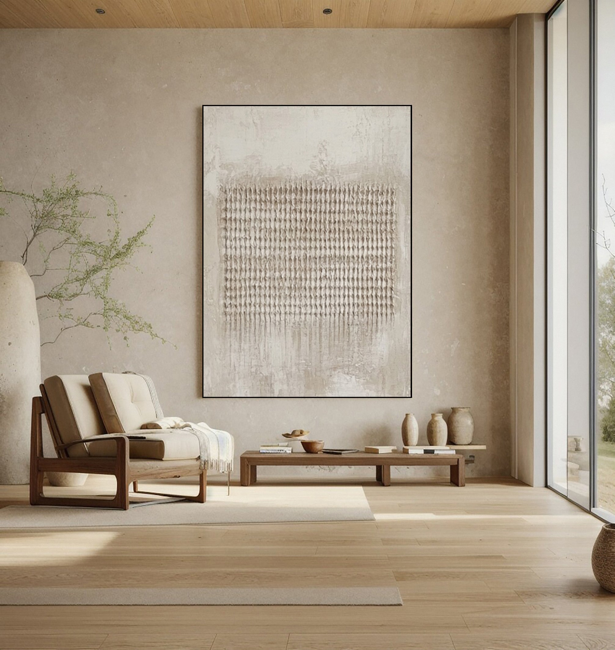 Contemporary Neutral Painting with Organic Vertical Pattern #BGA 323