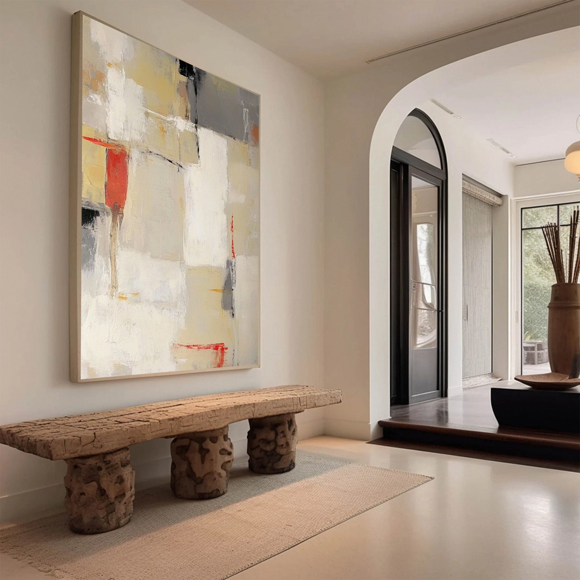 Neutral Palette Abstract Art with Vibrant Accents Canvas #BBA 085