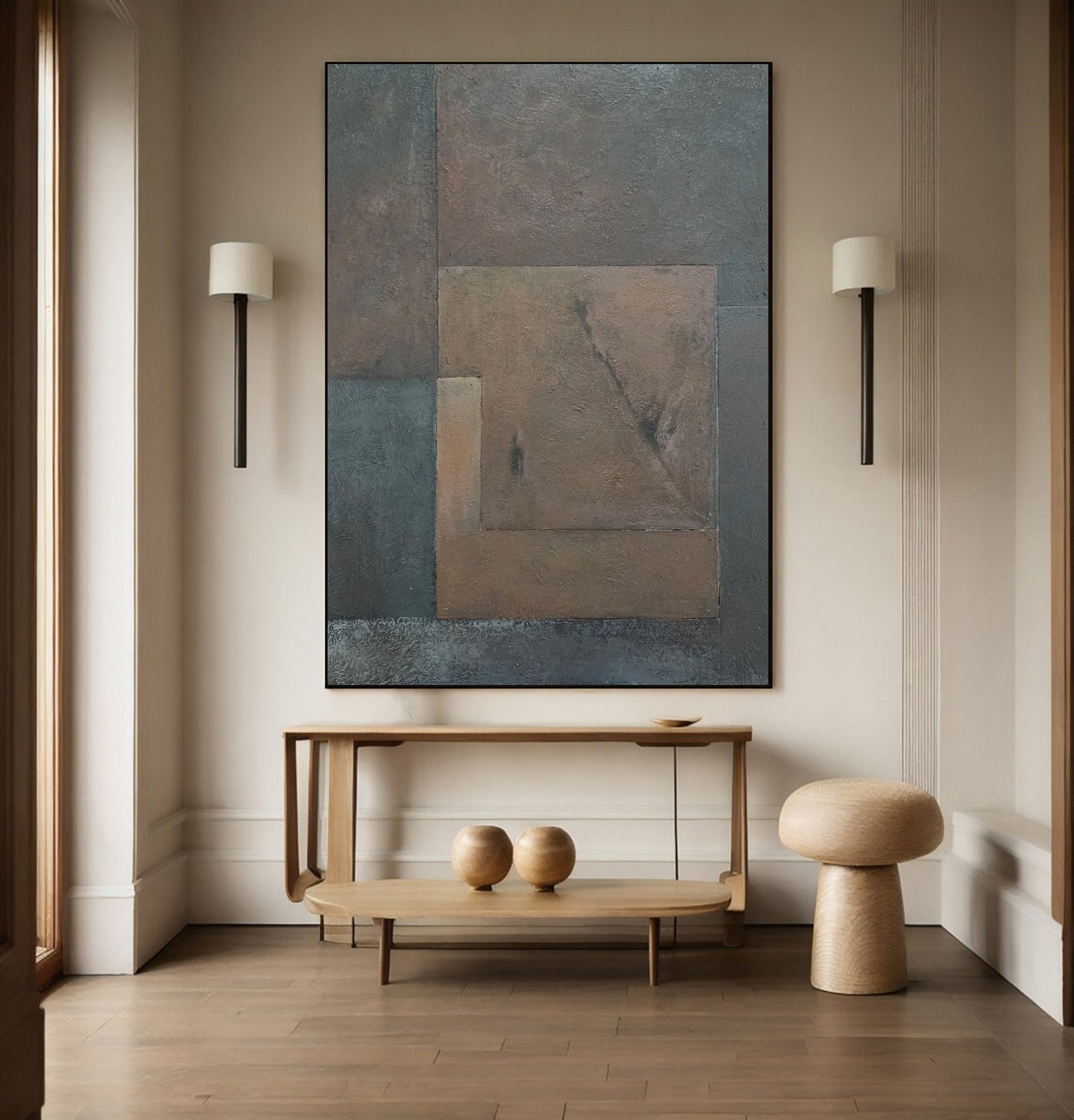 Wabi Sabi Art with Muted Toned Imperfect Geometric Shapes #BGA 314