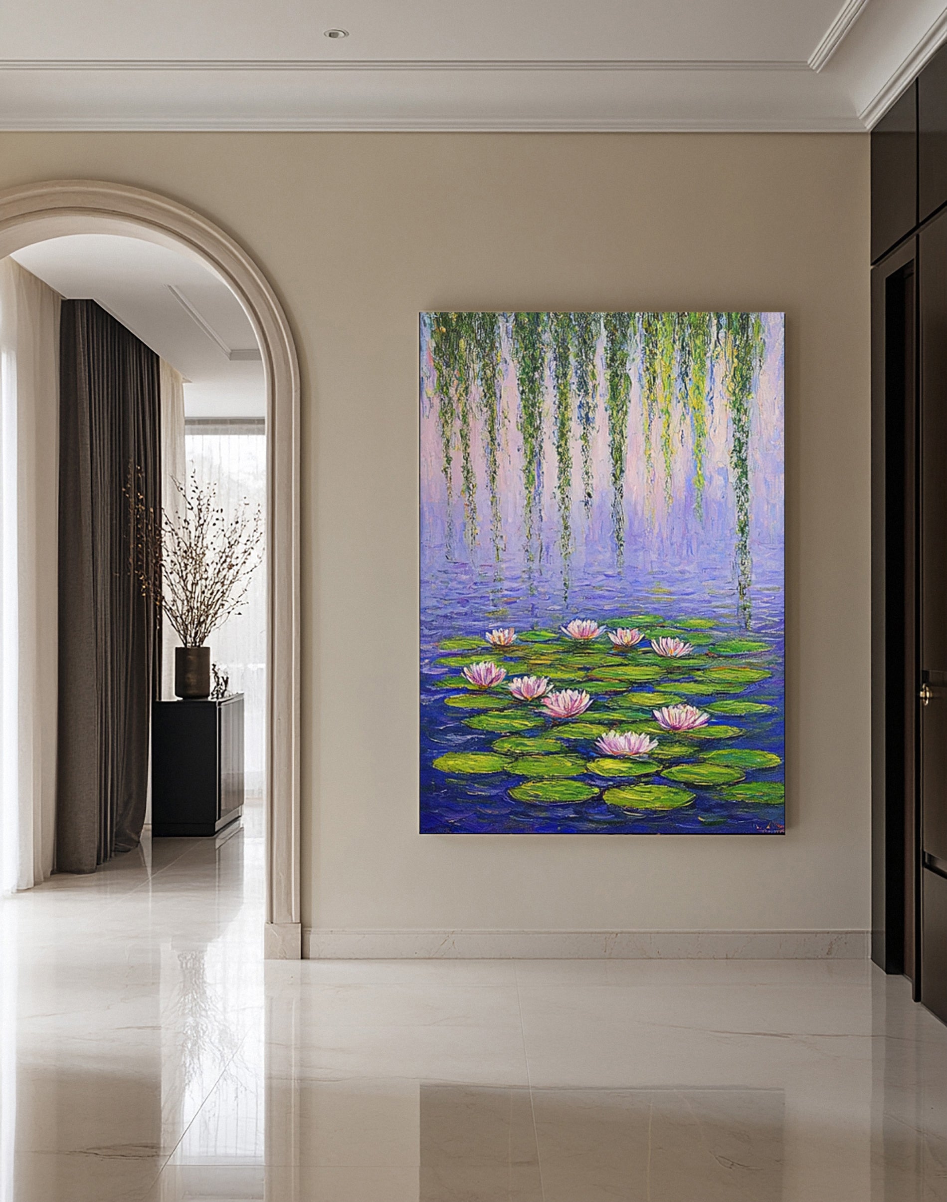 Modern Painting Recalling Monet's Tranquil Water Lily Scenes #BGA 364