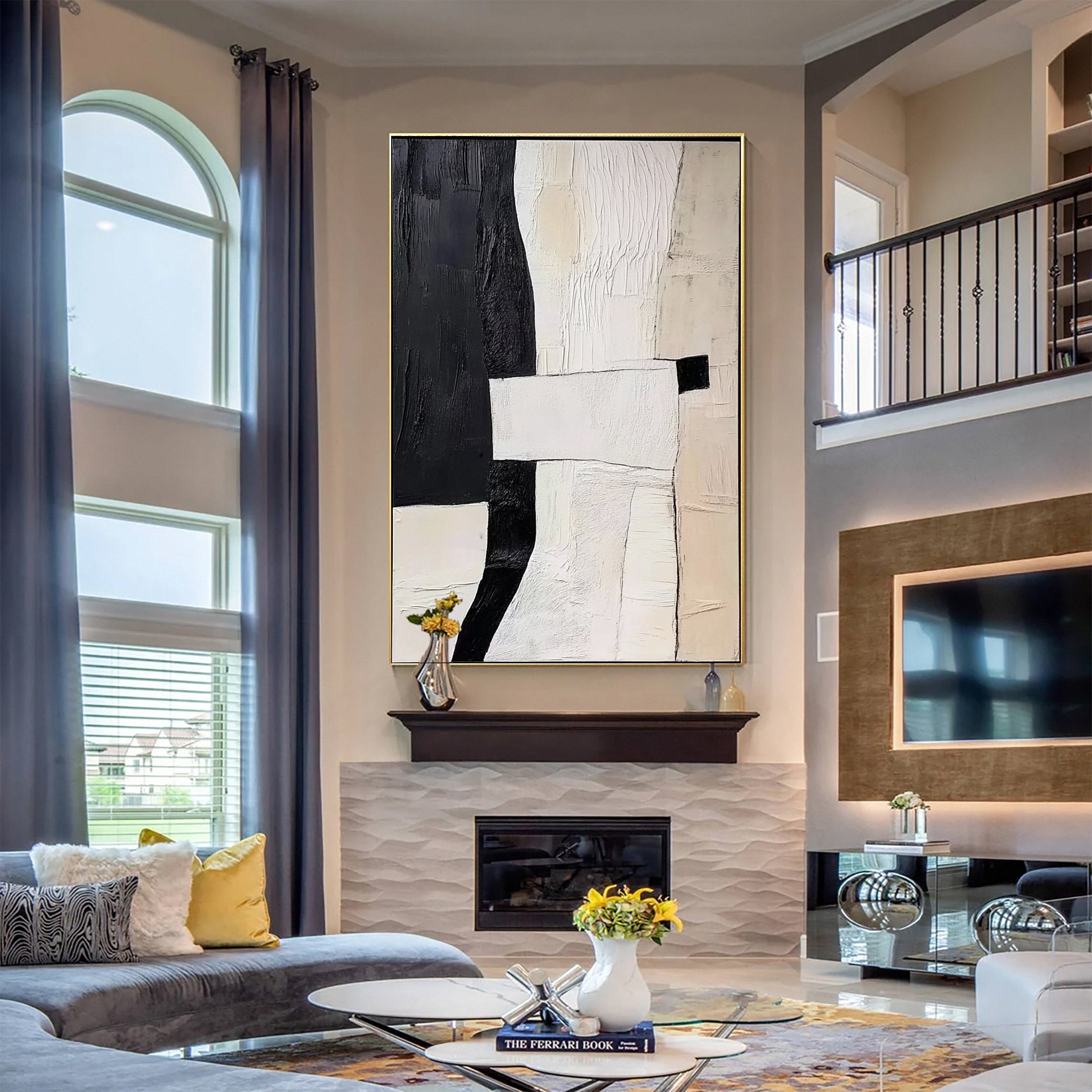 Modern Contrast Black & White Abstract Wall Art #BWA 018