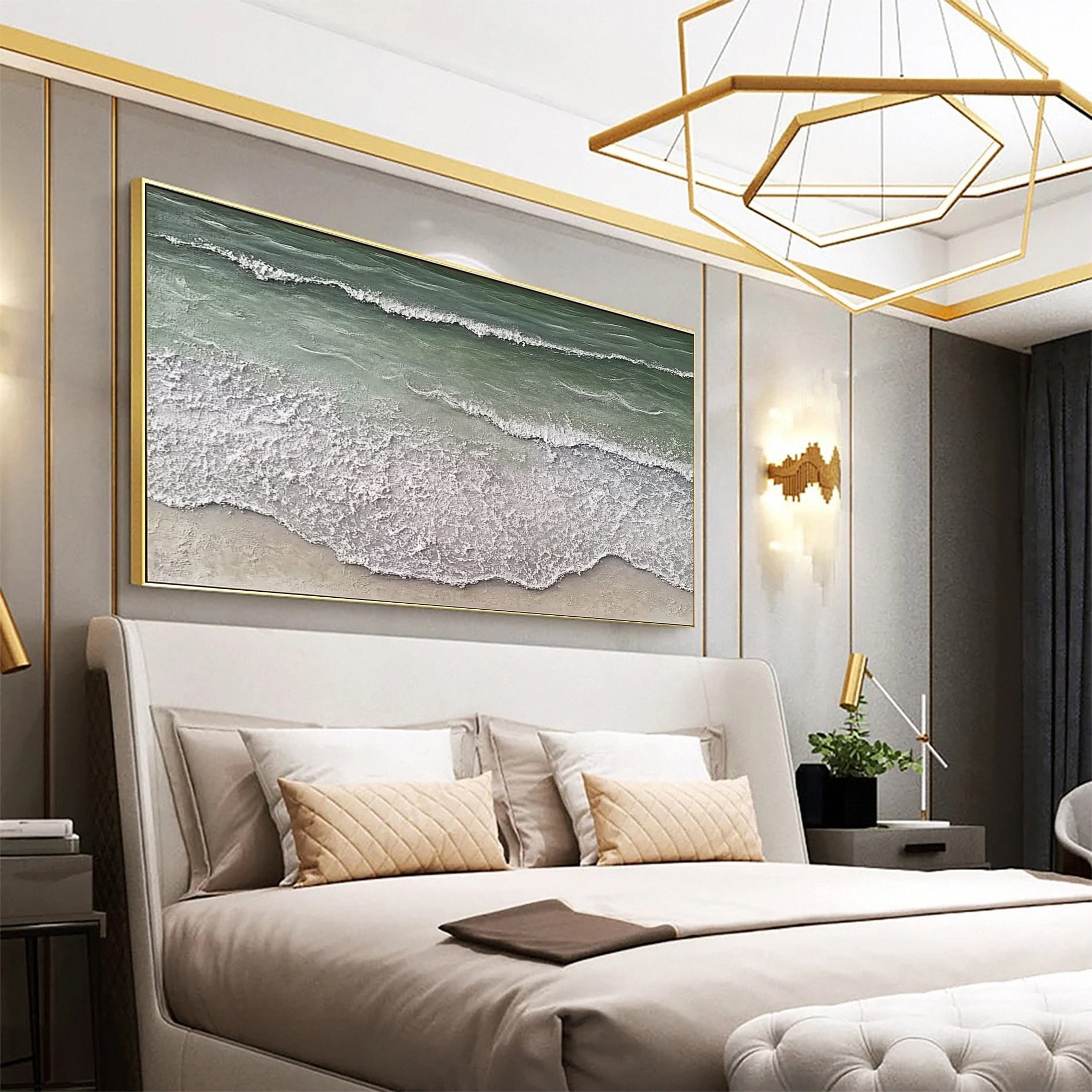 Large Abstract Seascape Canvas Textured Waves for Elegant Interiors #OP 018