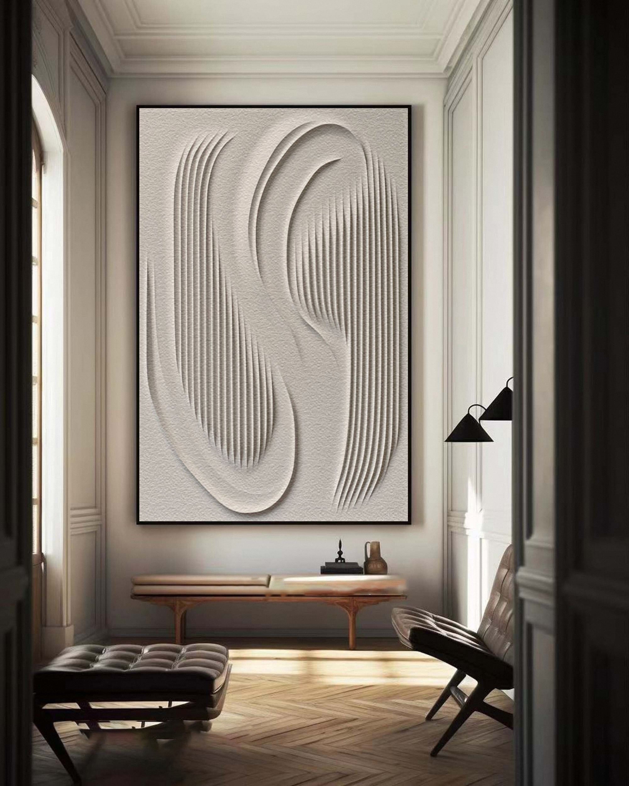 Large 3D Minimalist Abstract Canvas with Intricate Textured Design #BBM 041