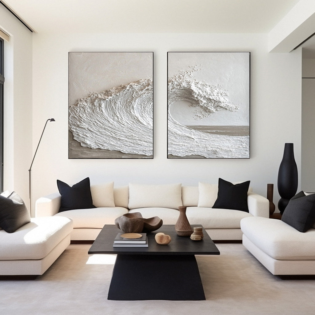 Textured Ocean Wave Art 3D Oil Painting for Modern Living Rooms #BBS 025