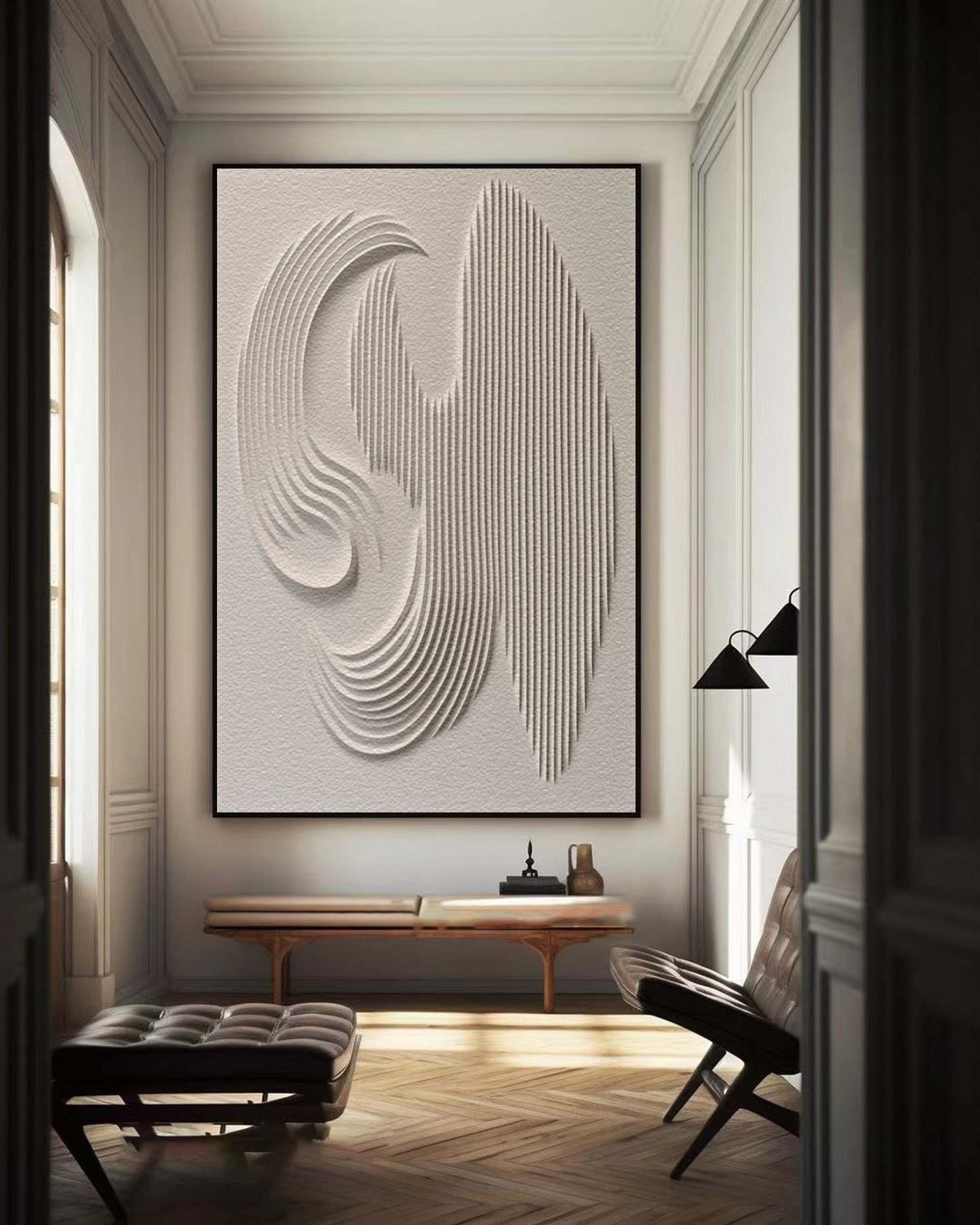 Large 3D Minimalist Abstract Canvas with Intricate Textured Design #BBM 040