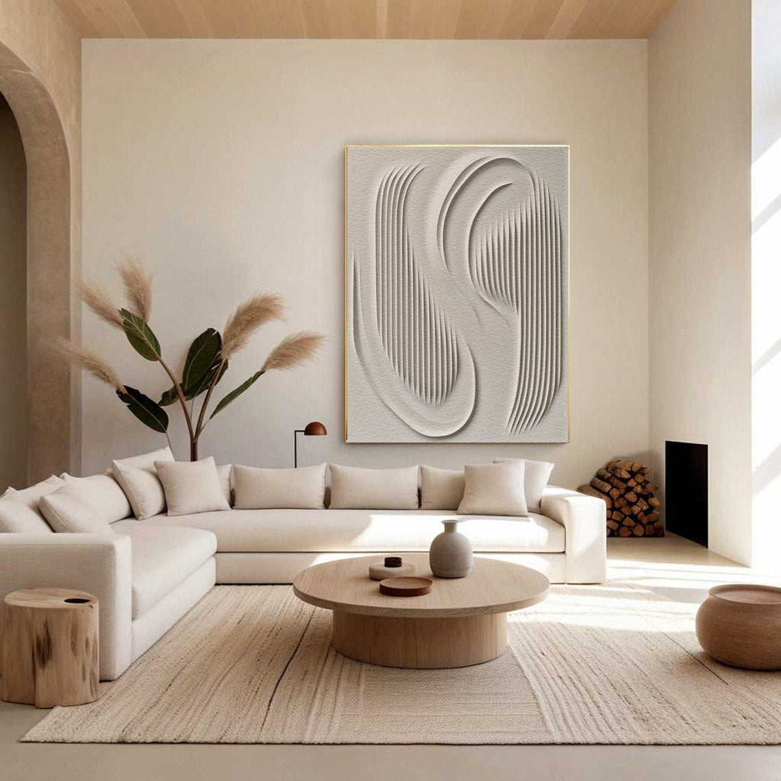 Large 3D Minimalist Abstract Canvas with Intricate Textured Design #BBM 041