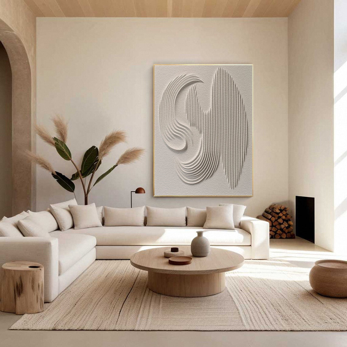 Large 3D Minimalist Abstract Canvas with Intricate Textured Design #BBM 040