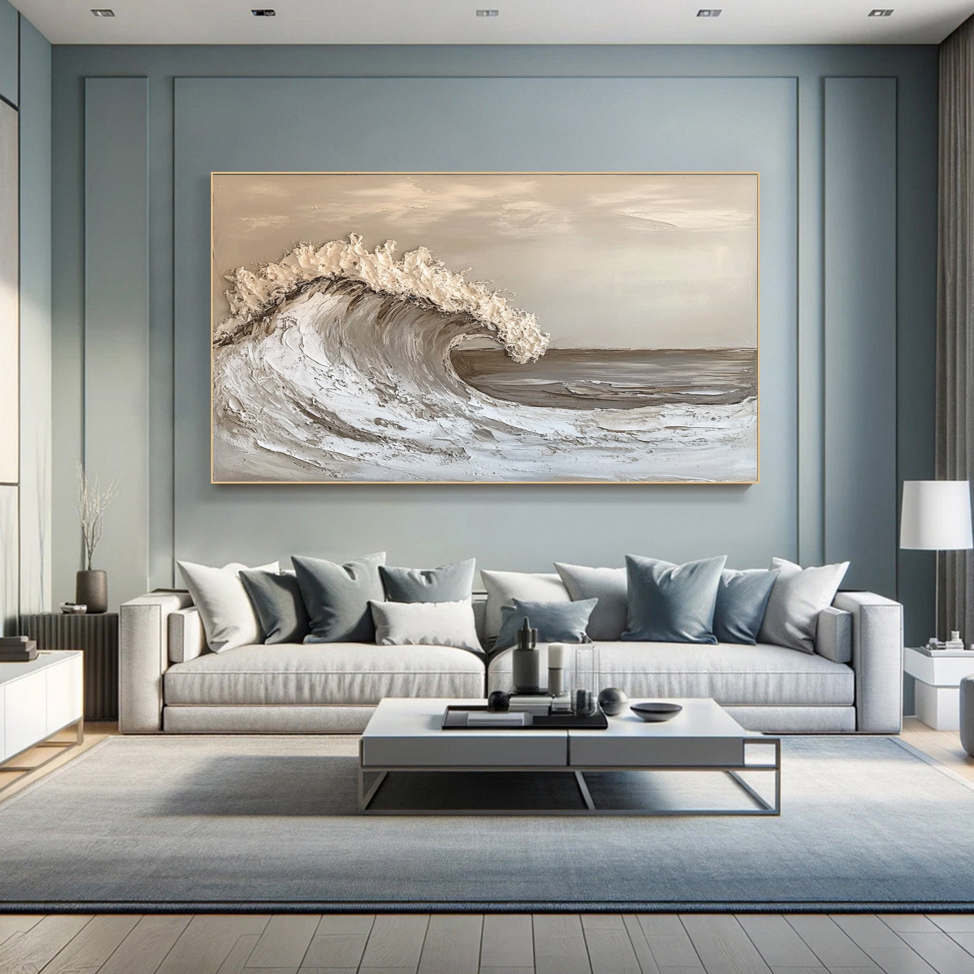 Large Textured Ocean Wave Artwork for Sophisticated Interior Design #BBM 052