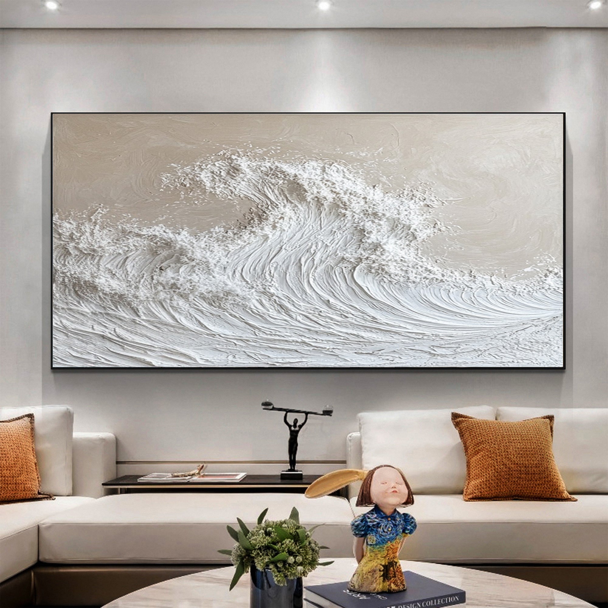 Modern Nature-Inspired Wall Art Textured Wave Oil Painting #BBM 050