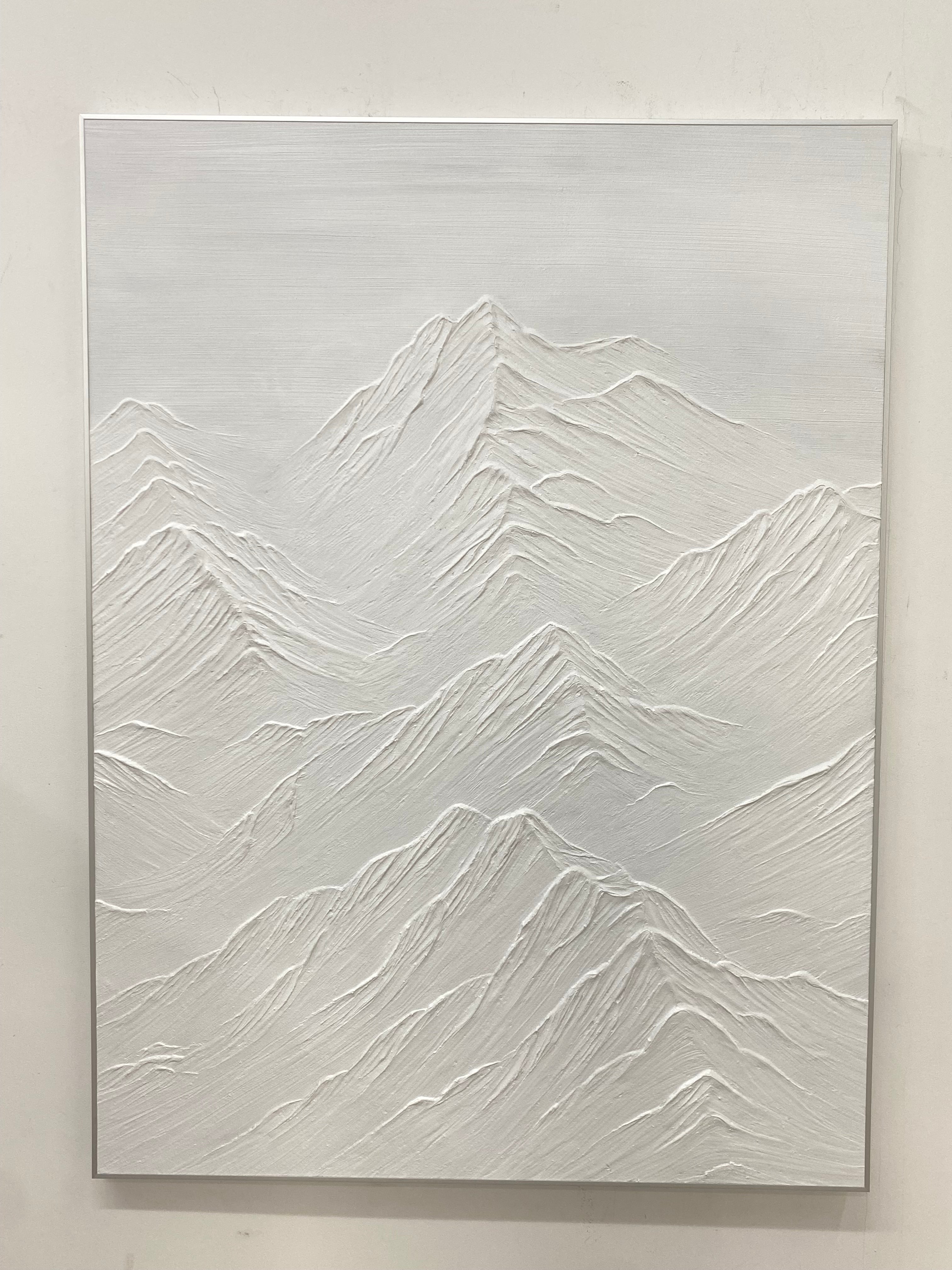 White Minimalist Mountain Painting #WM 042