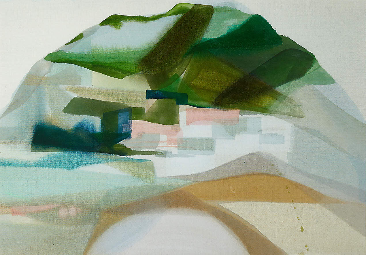 Soft Color Landscape with Central Hill, Contemporary Wall Art #BGA 116
