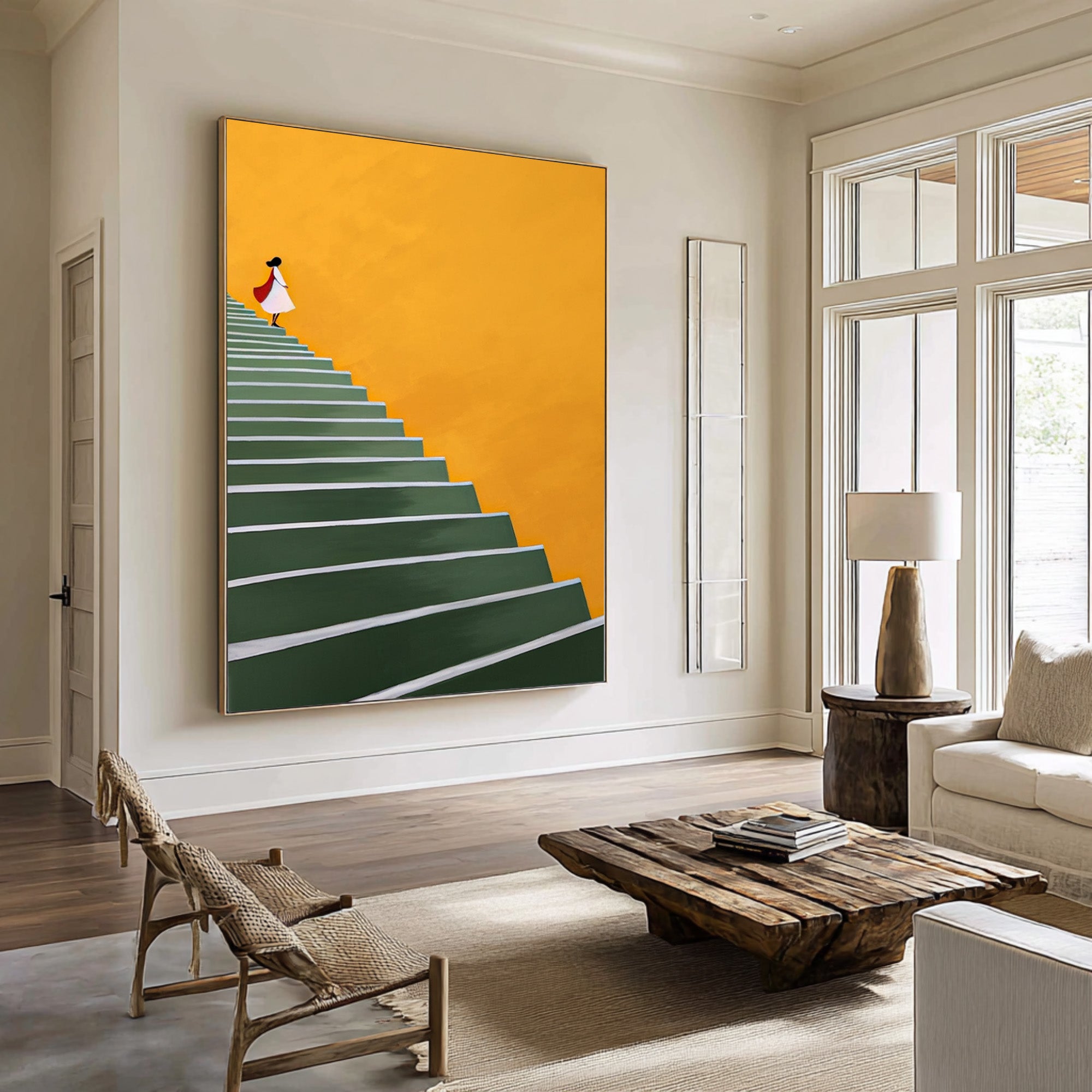 Large Contemporary Abstract Oil Painting, Minimalist Figure Wall Art for Modern Interiors #WAC 012