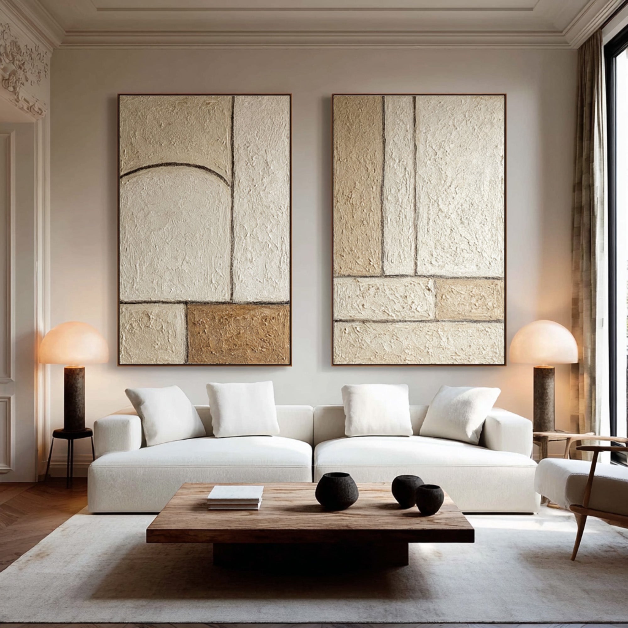 Large Modern Abstract Wall Art - Neutral Minimalist Textured Painting | MuroArt
