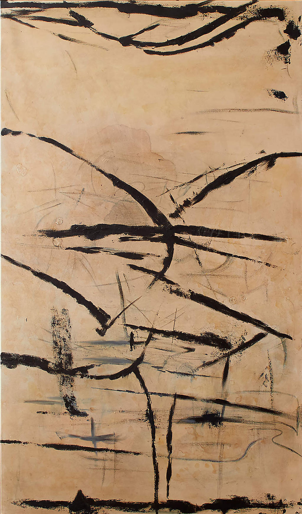 Beige and Black Abstract Line Canvas, Modern Minimalist Style #BGA 088