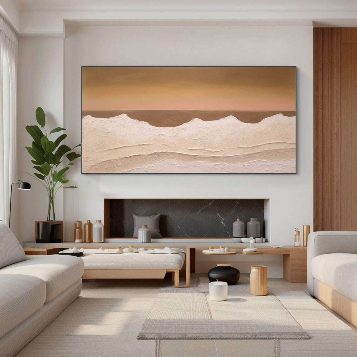 Minimalist Earth Tone Abstract, Subtle Landscape Wall Art #BGA 252