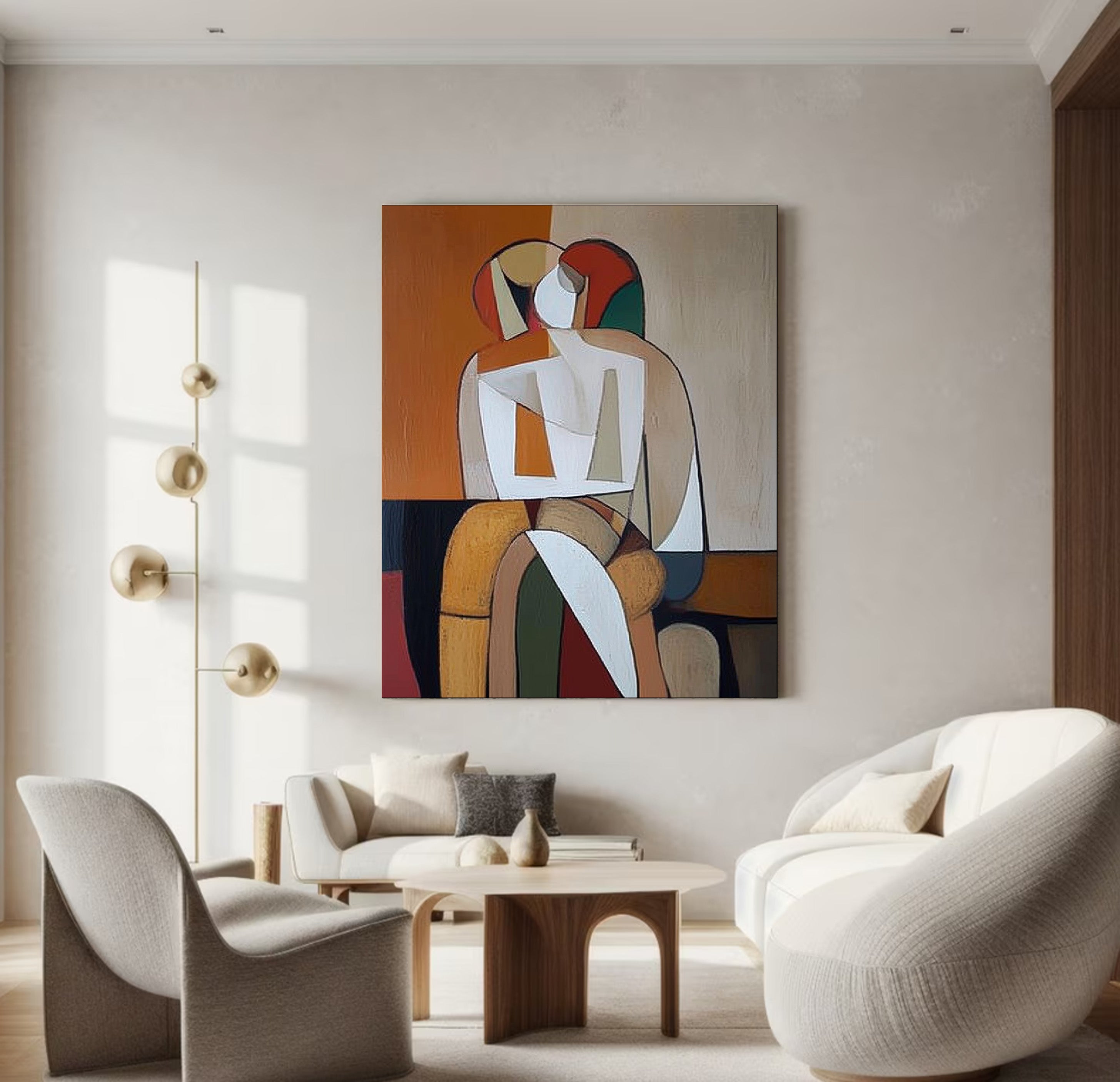 Modern Figurative Art, Bold Geometric Narrative with Color Contrast #BGA 261