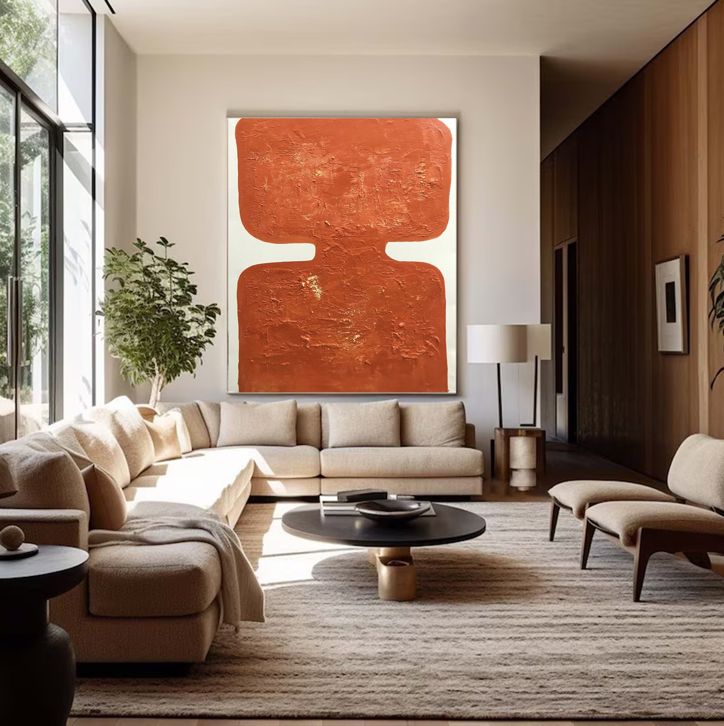 Sunset Hue: Orange Abstract Art, Minimalist Statement Piece #BGA 202