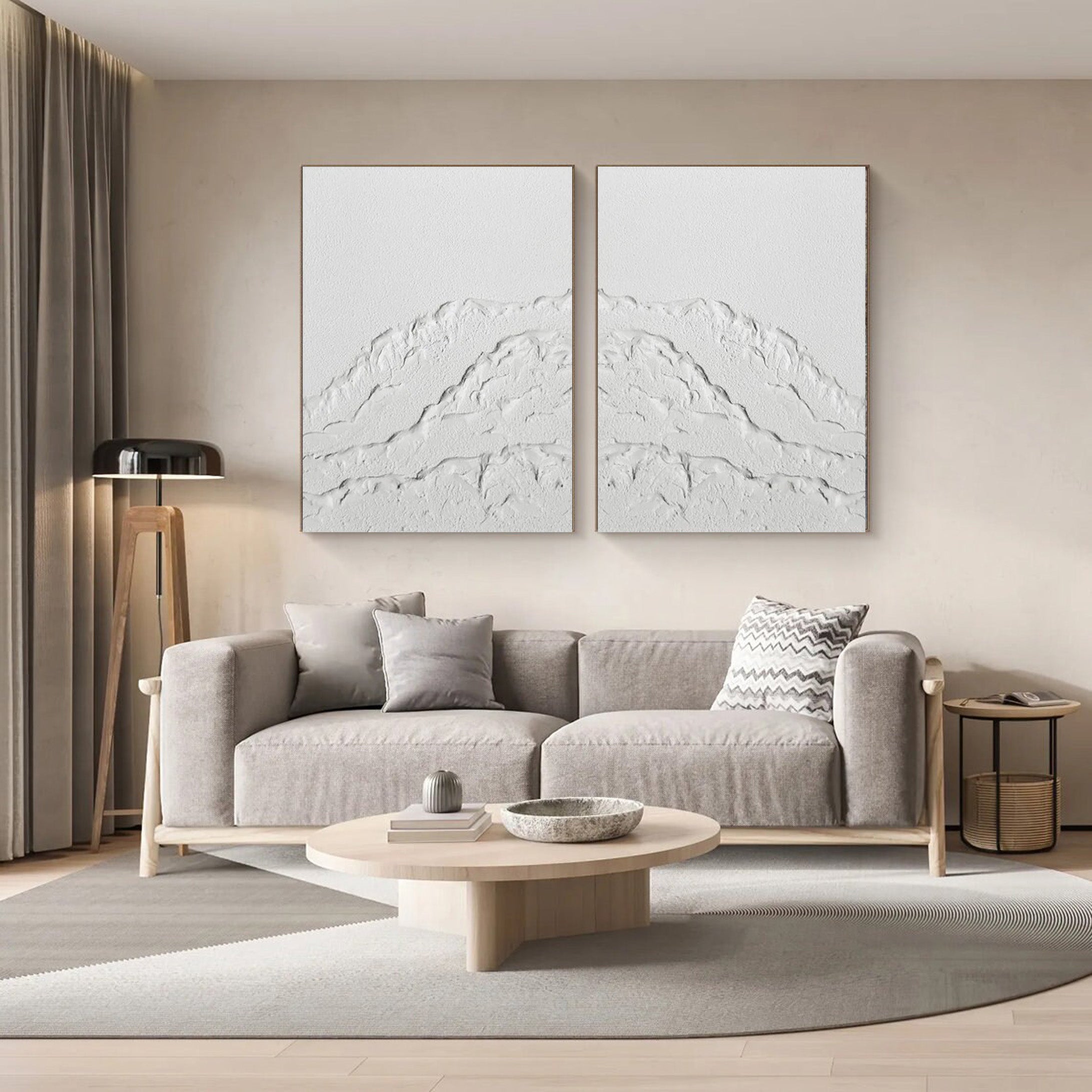 White Alpine Divide: Set of Two 3D Mountain Wall Art #BGA 213