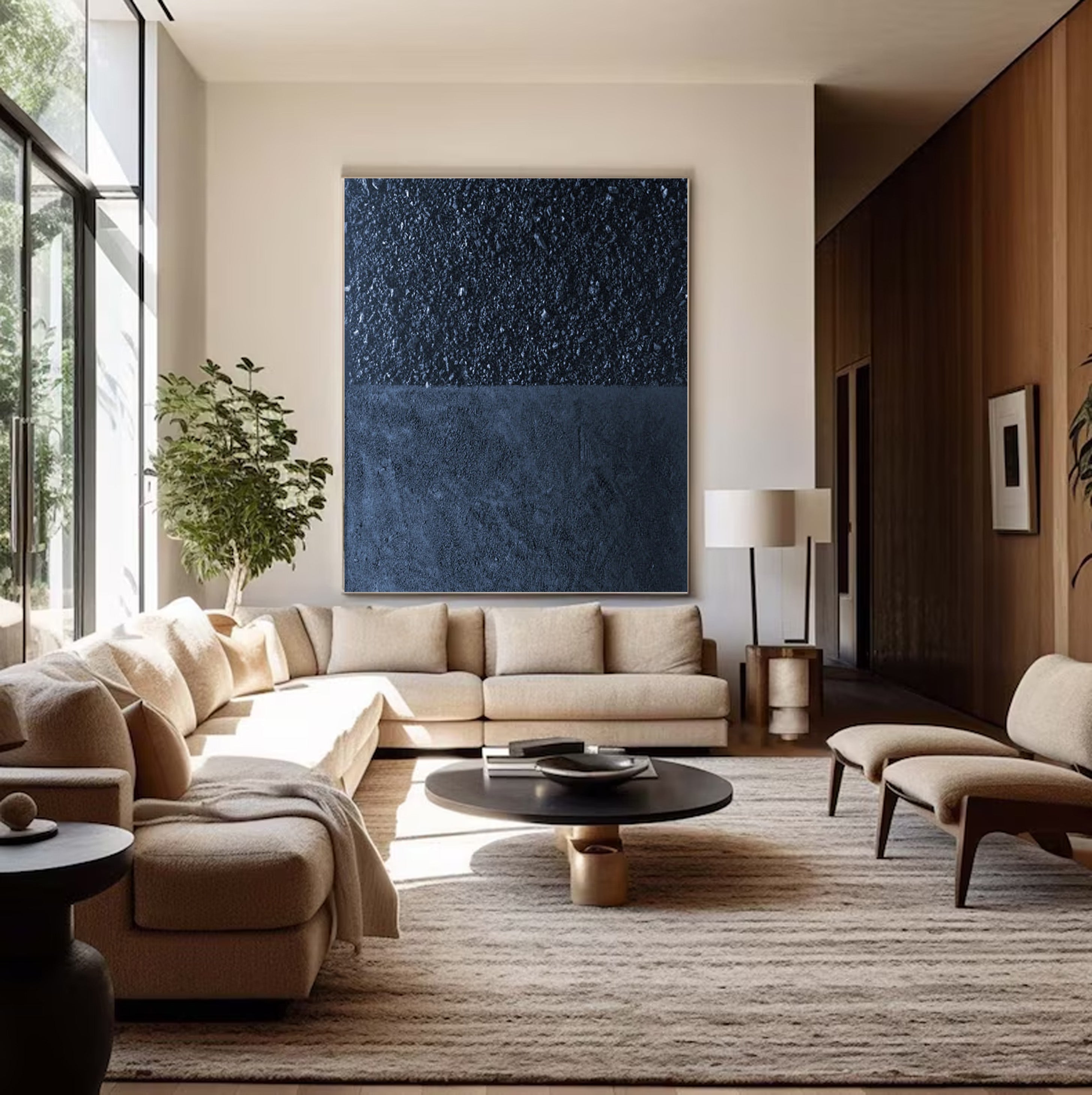 Minimalist Dark Blue Canvas, Textured Abstract Art #BGA 197