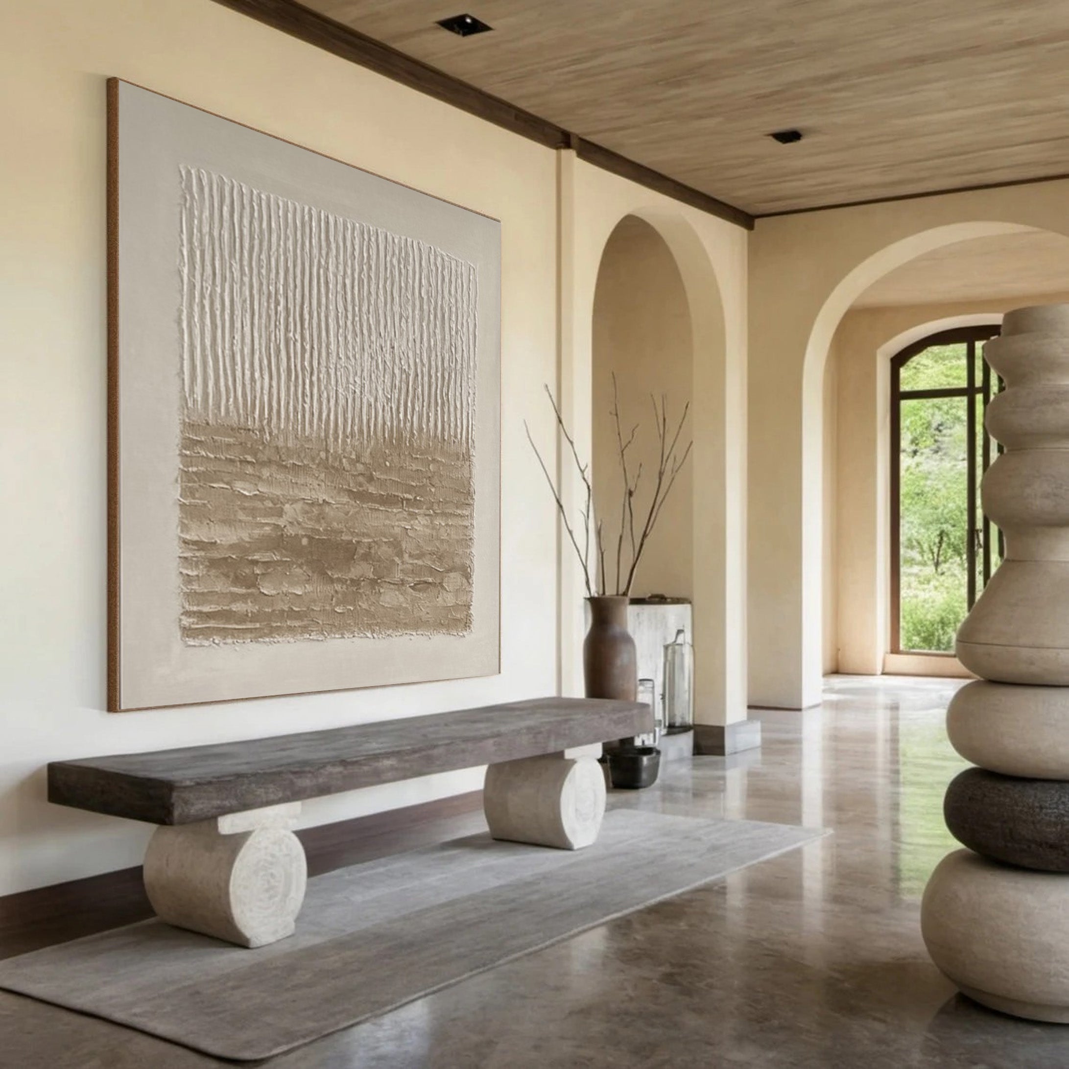 Minimalist Neutral Art with Texture and Subtly Layered Ground #BGA 278