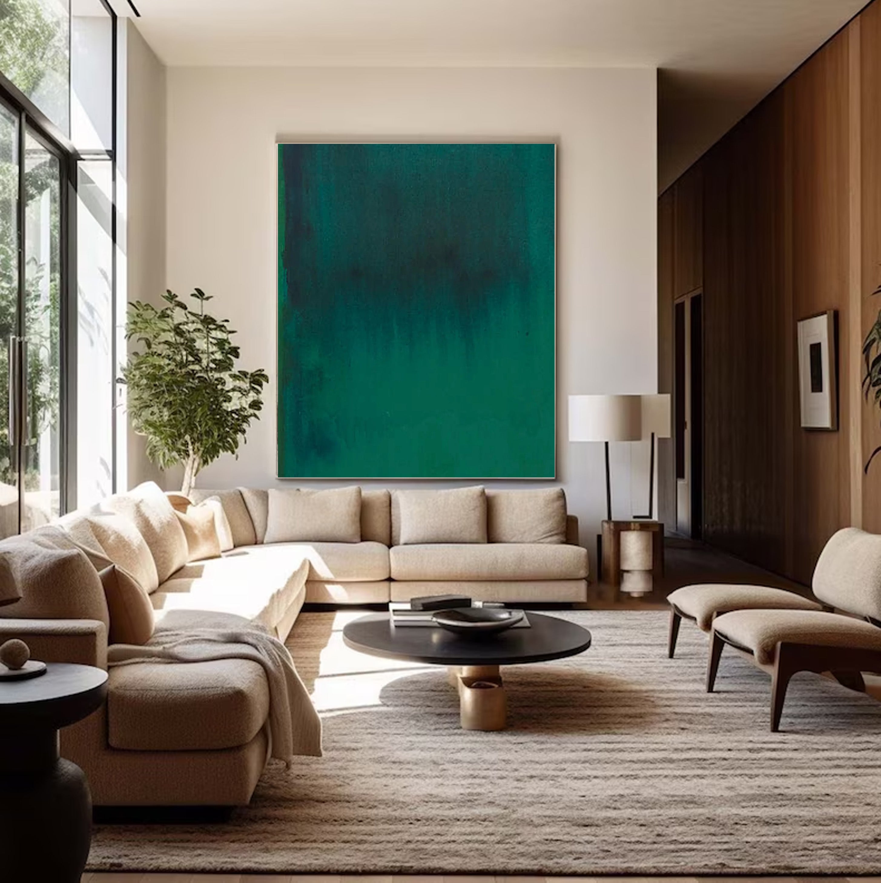 Aurora Green Canvas, Atmospheric Minimalist Decor #BGA 198