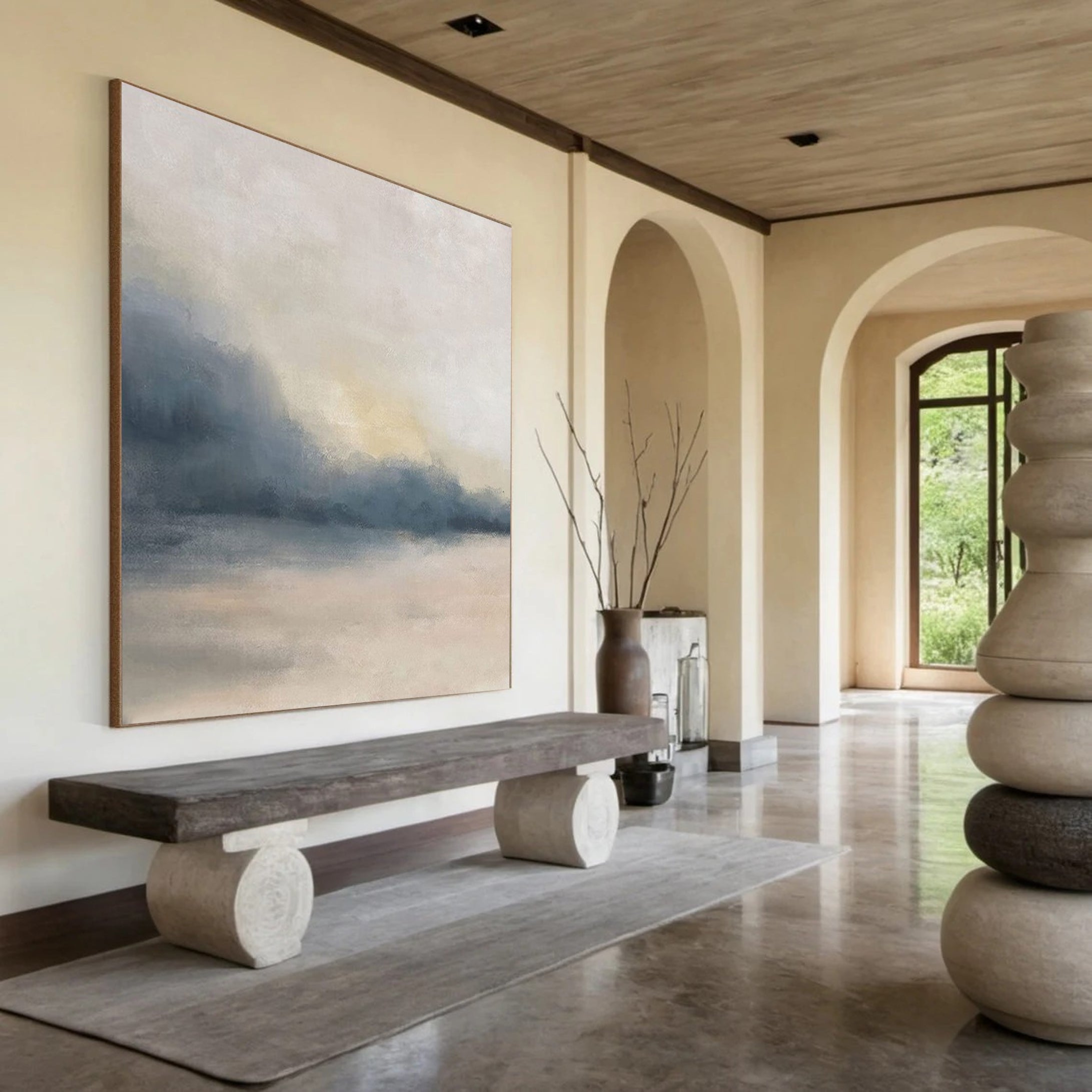 Ethereal Shores: Abstract Landscape Art, Soft Muted Palette #BGA 218