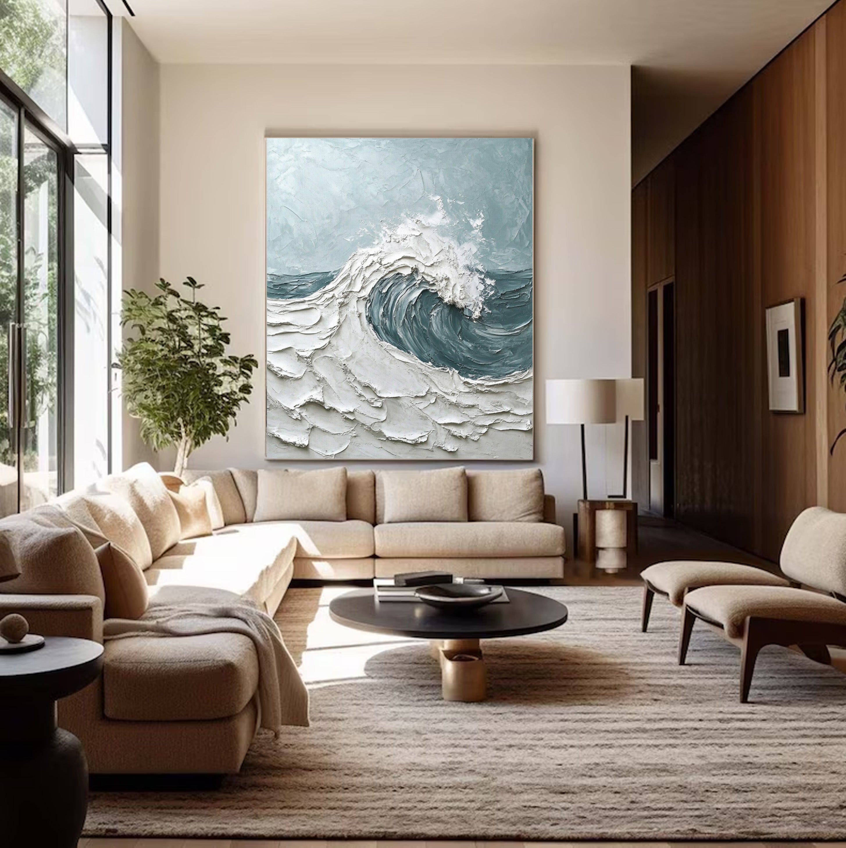 Contemporary Ocean Art with Thick Texture and Dynamic Wave #BGA 282