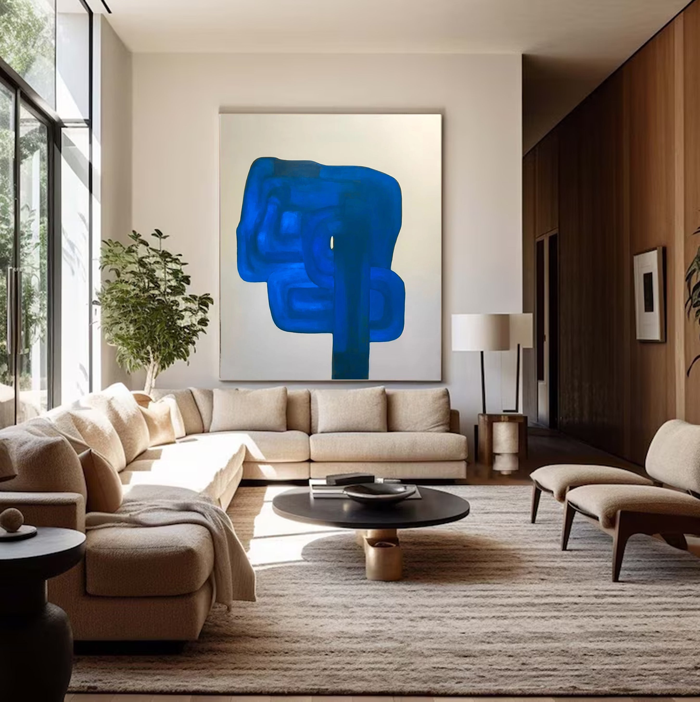 Azure Form: Bold Blue Abstract, Modern Minimalist Art #BGA 201