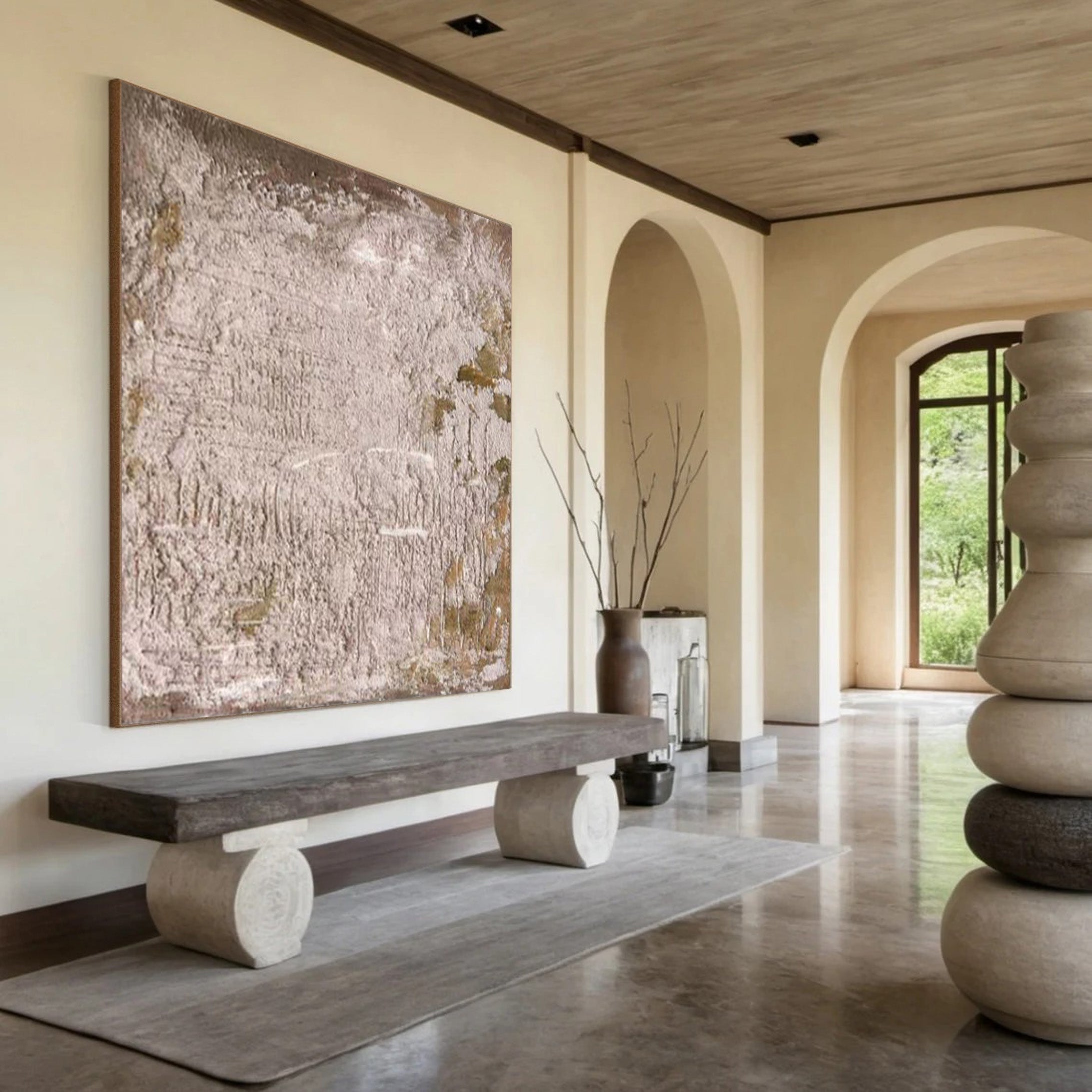 Gilded Texture: Contemporary Abstract Art, Metallic Hints #BGA 237