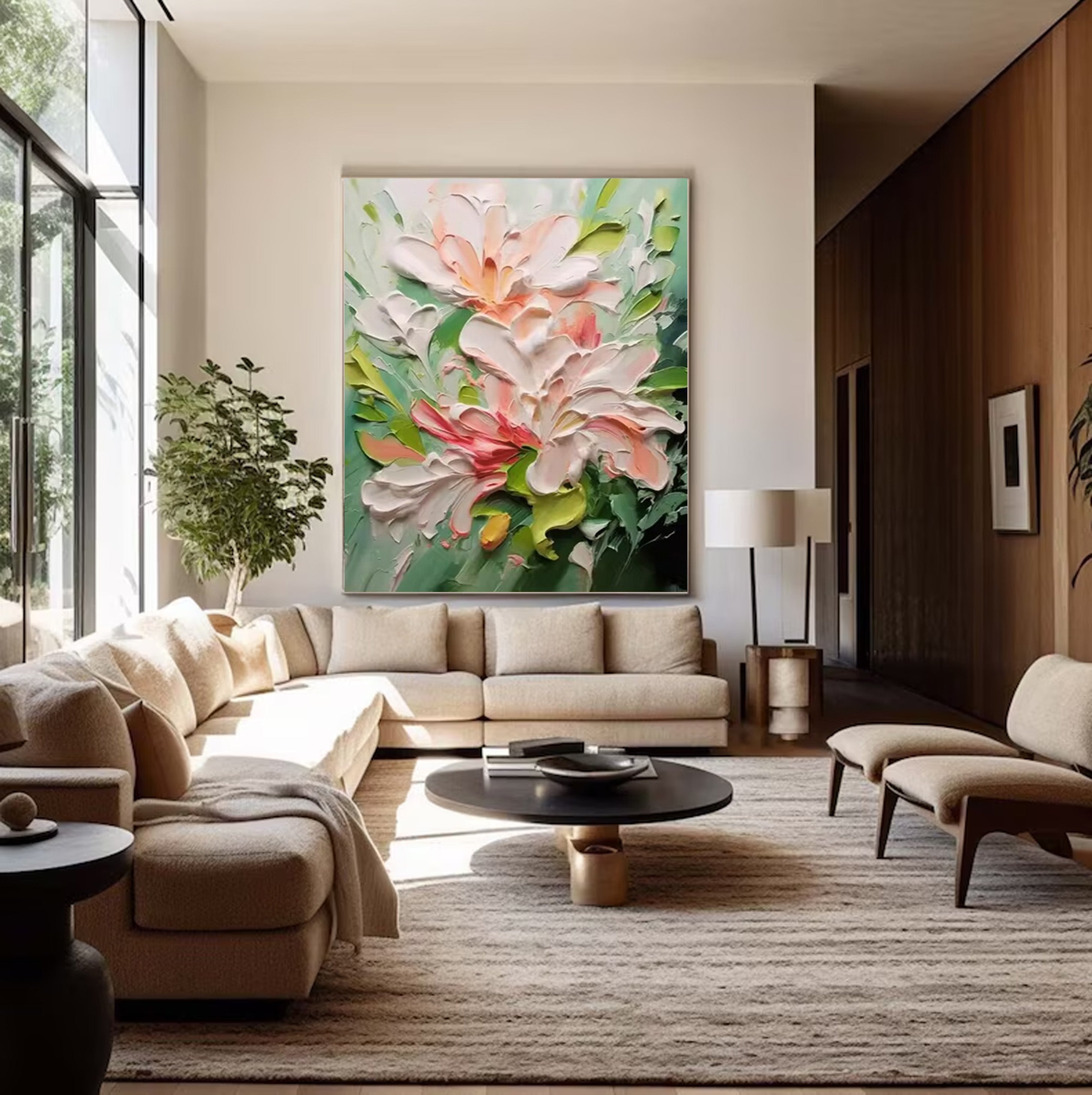 Floral Dimension: 3D Flower Art, White Pink Green Palette #BGA 204