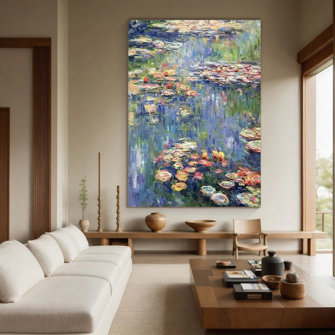 Monet Inspired Water Lilies, Impressionist Canvas #BGA 166
