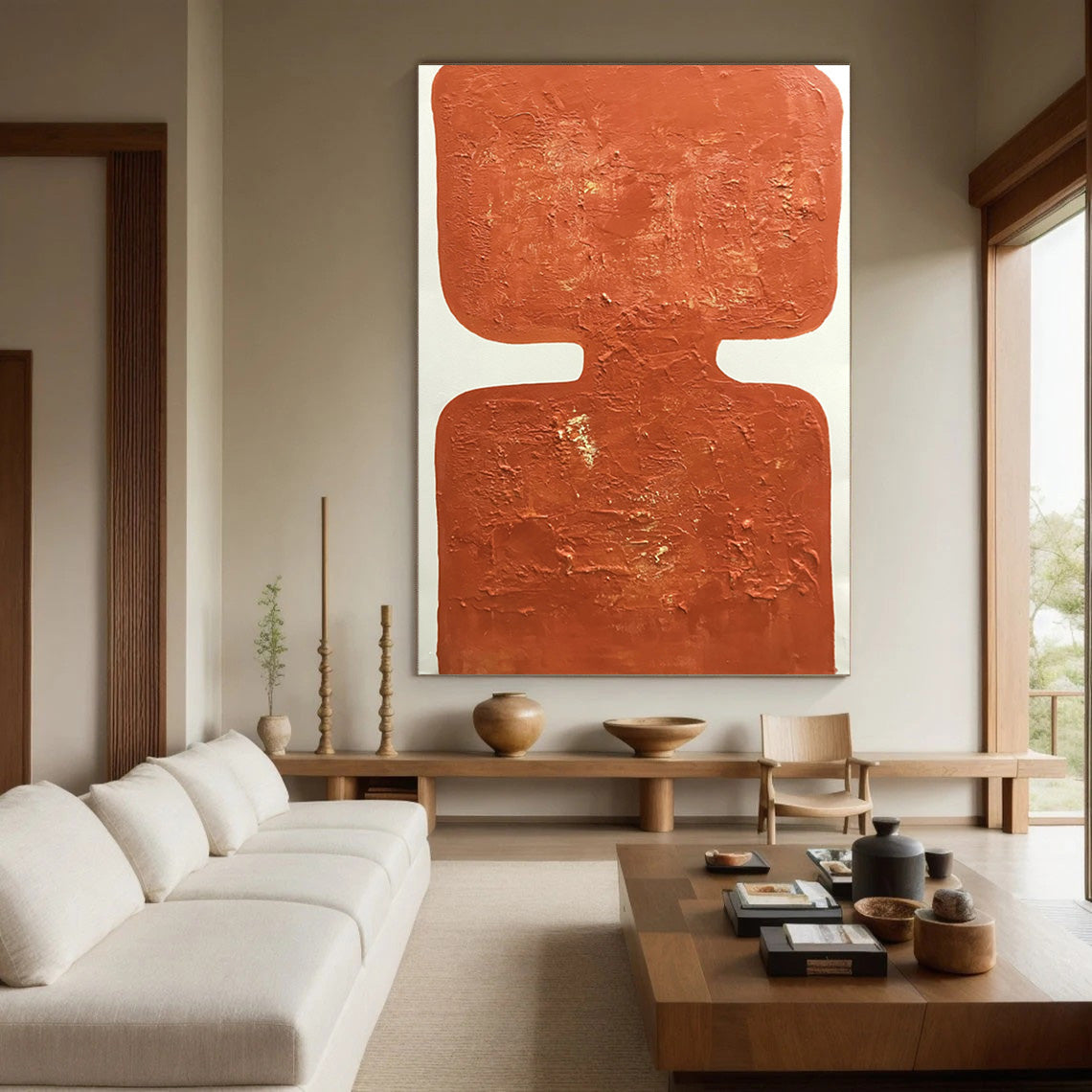 Sunset Hue: Orange Abstract Art, Minimalist Statement Piece #BGA 202