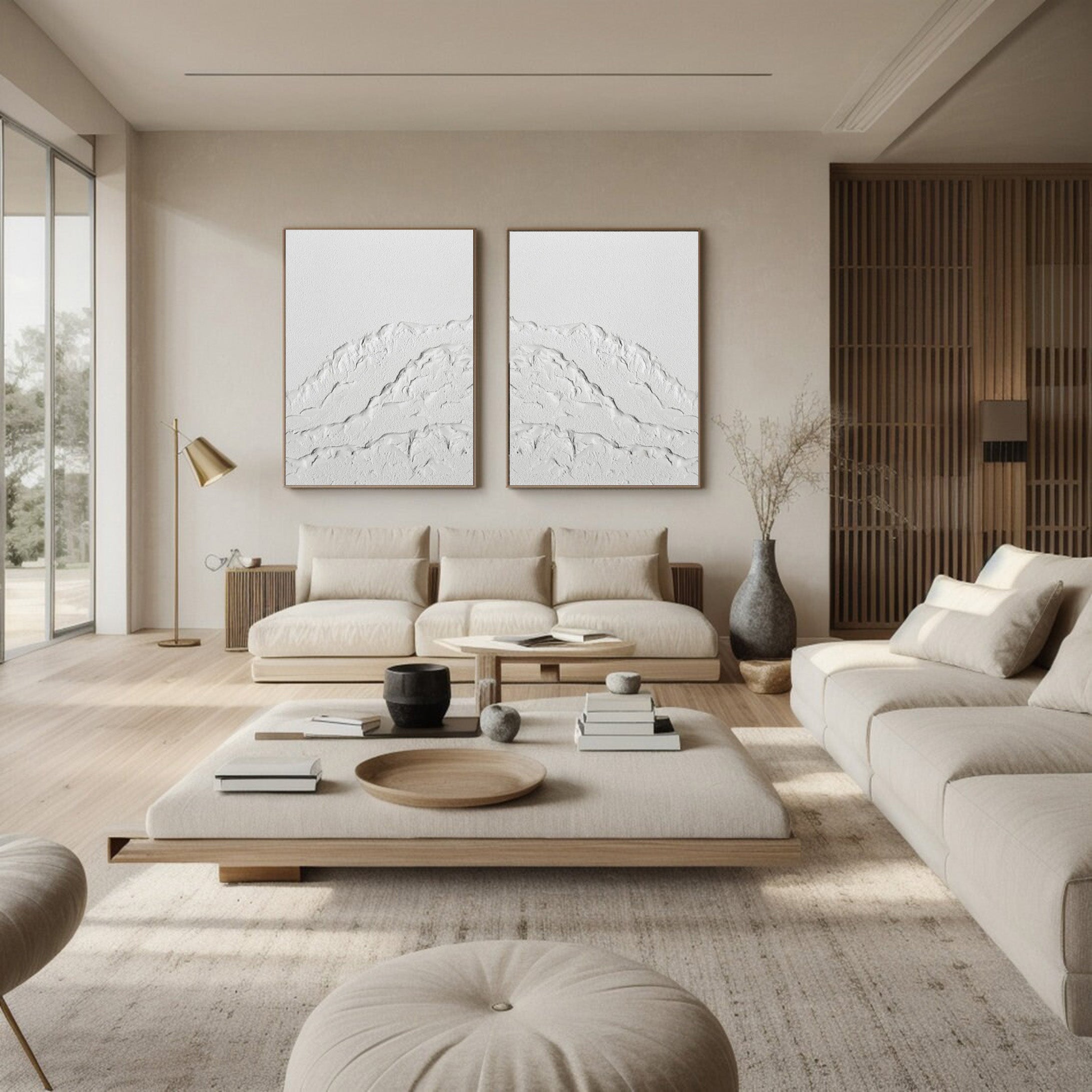 White Alpine Divide: Set of Two 3D Mountain Wall Art #BGA 213