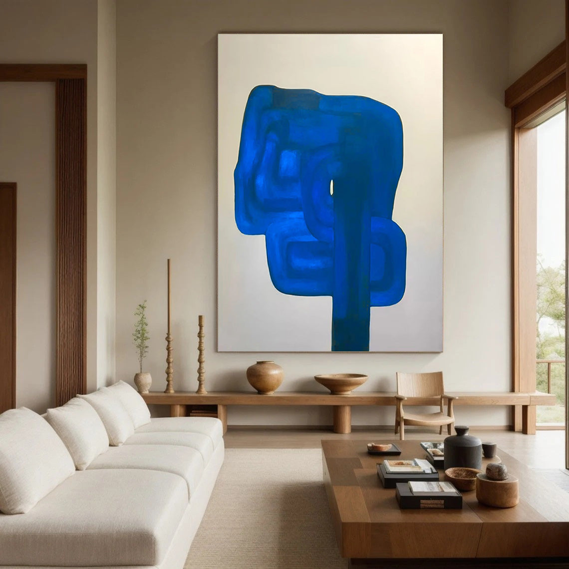 Azure Form: Bold Blue Abstract, Modern Minimalist Art #BGA 201