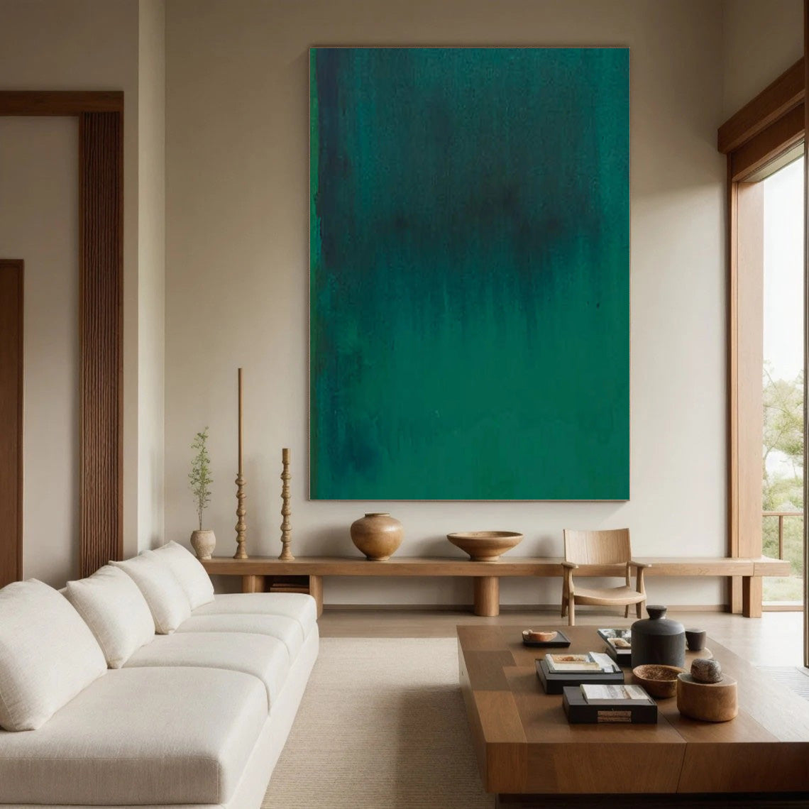 Aurora Green Canvas, Atmospheric Minimalist Decor #BGA 198