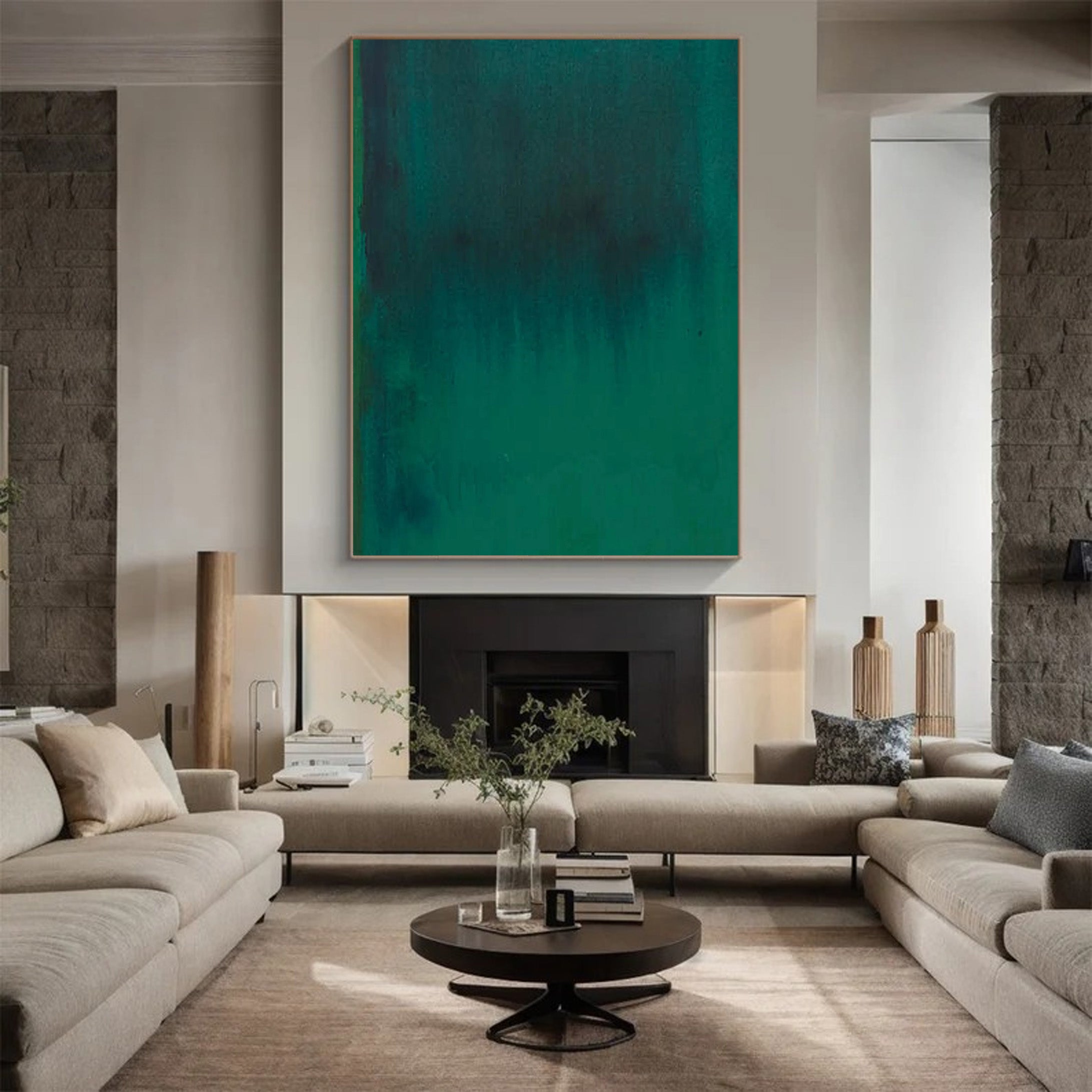 Aurora Green Canvas, Atmospheric Minimalist Decor #BGA 198