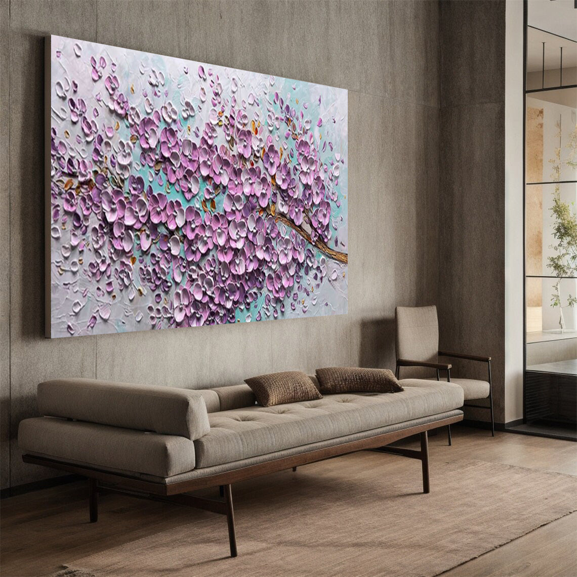 Petal Poetry: Sculpted Impasto Sakura, Richly Textured Floral #BGA 233