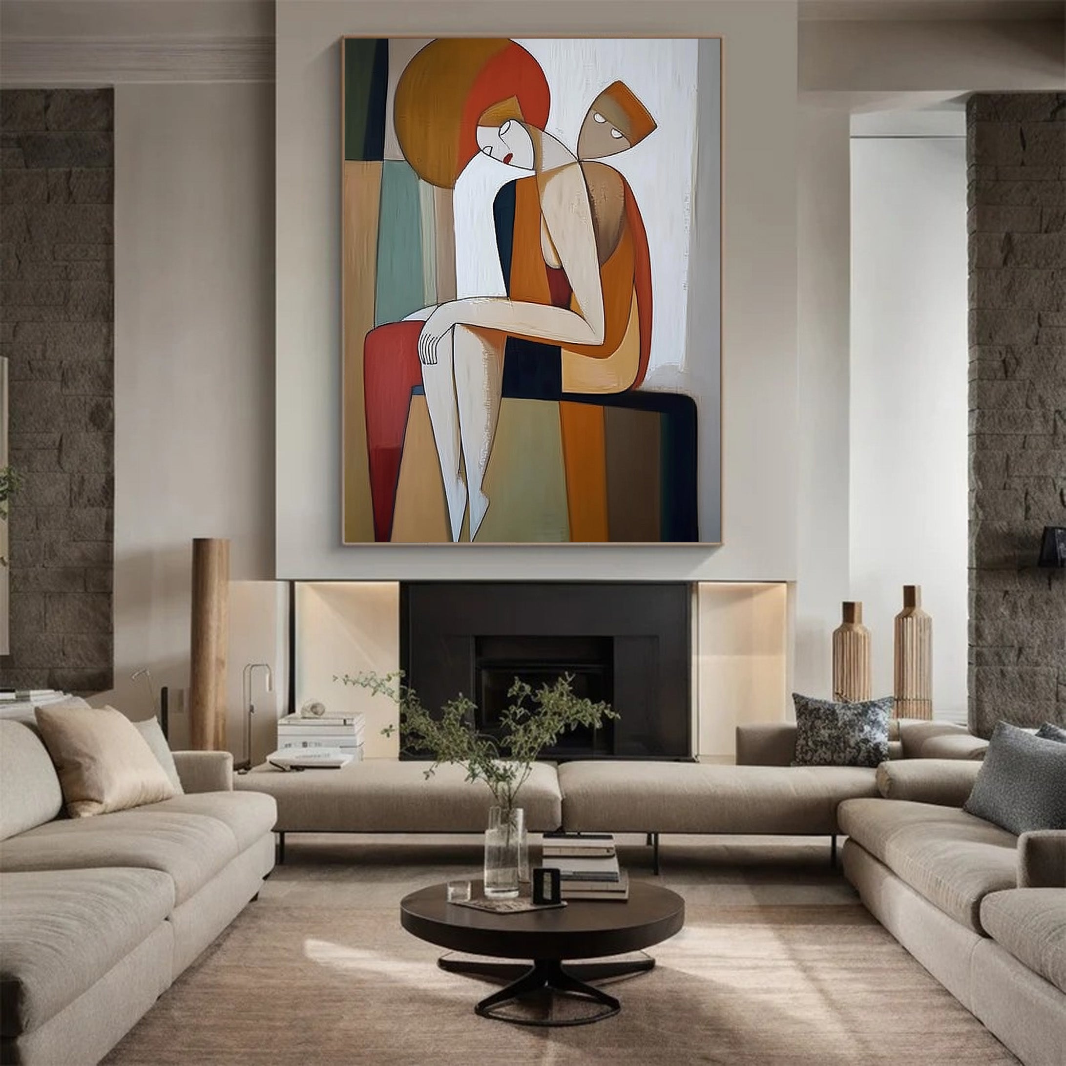 Contemporary Figurative Painting, Geometric Abstract Design #BGA 258