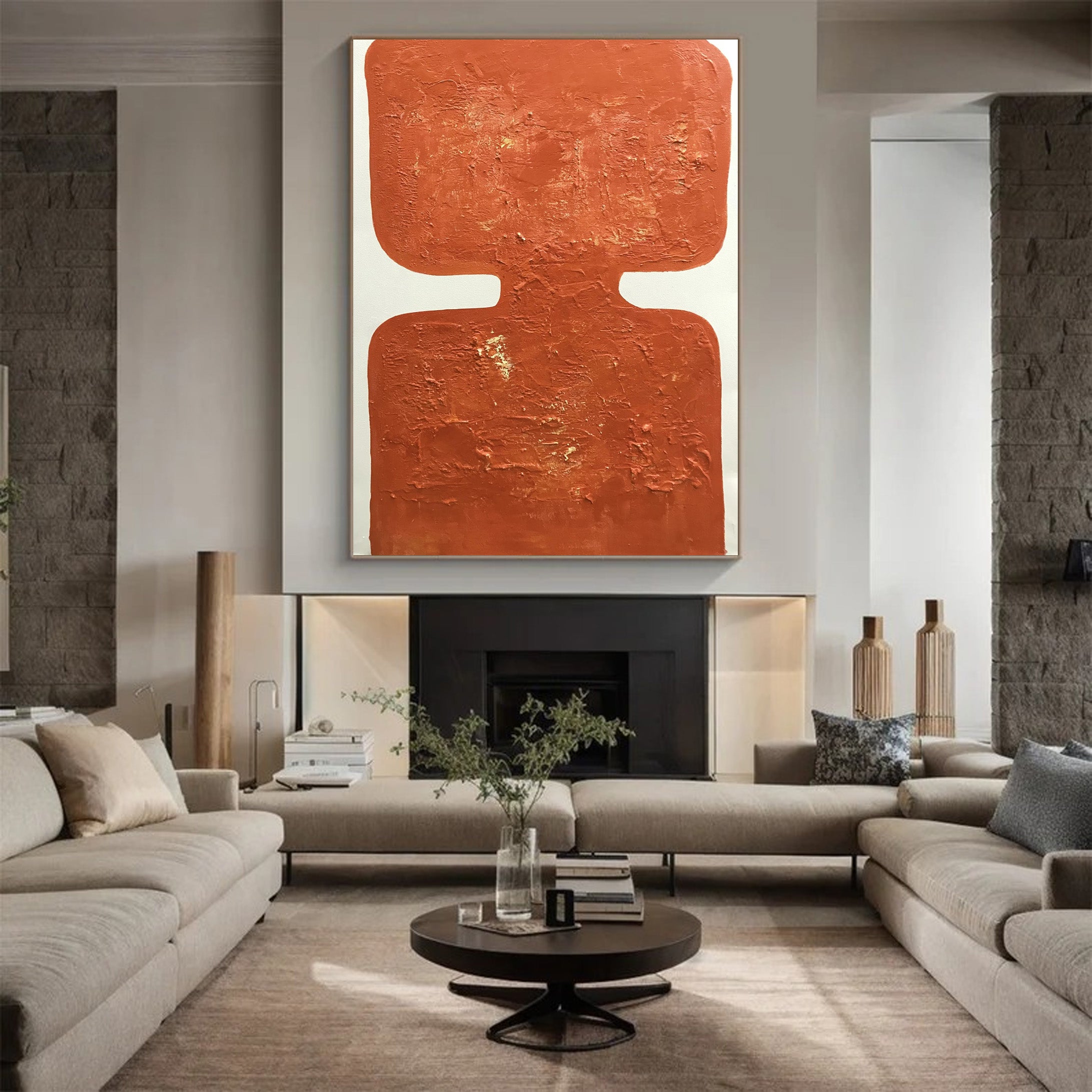 Sunset Hue: Orange Abstract Art, Minimalist Statement Piece #BGA 202