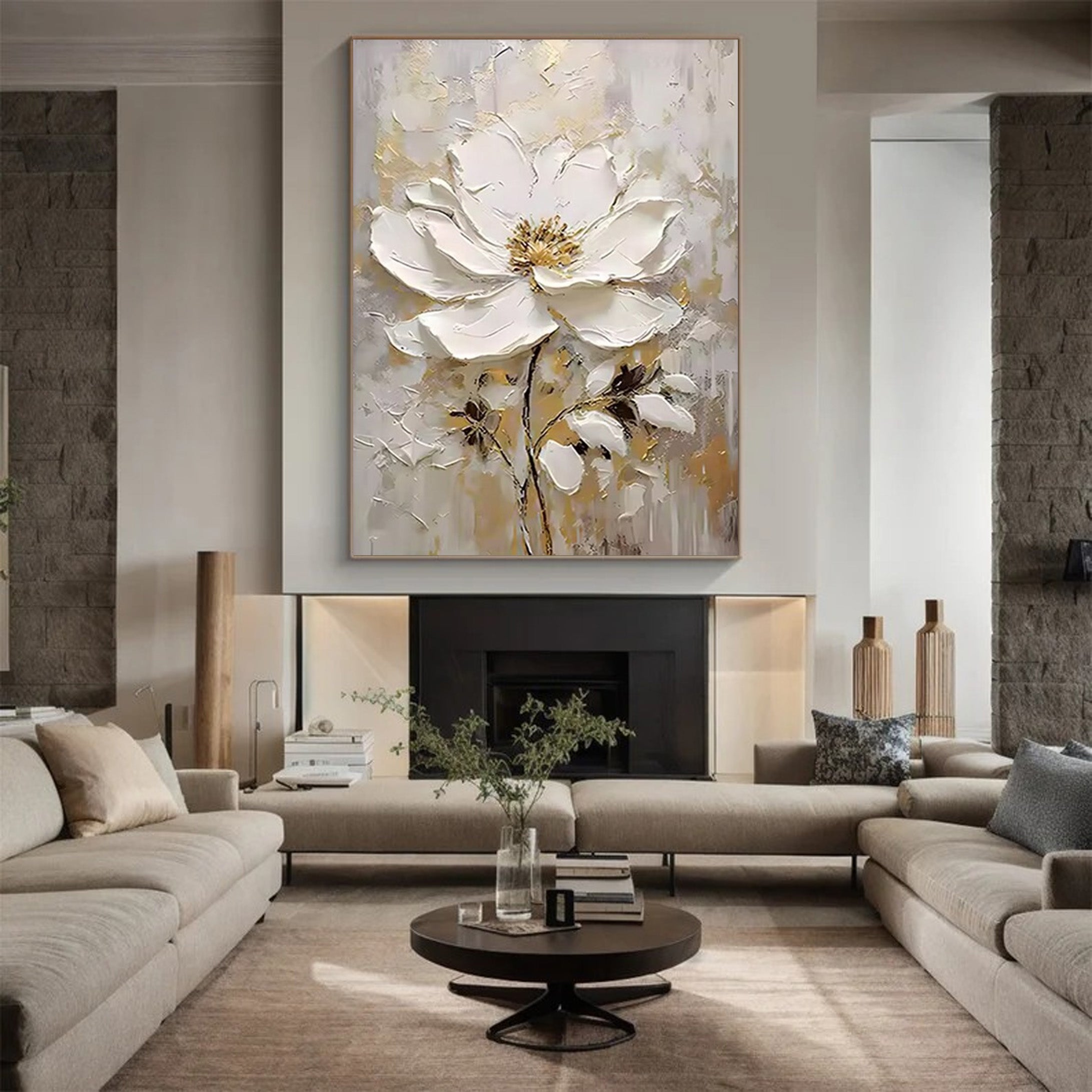 Inspirational Bloom: 3D Flower Art, Large Canvas Statement #BGA 207