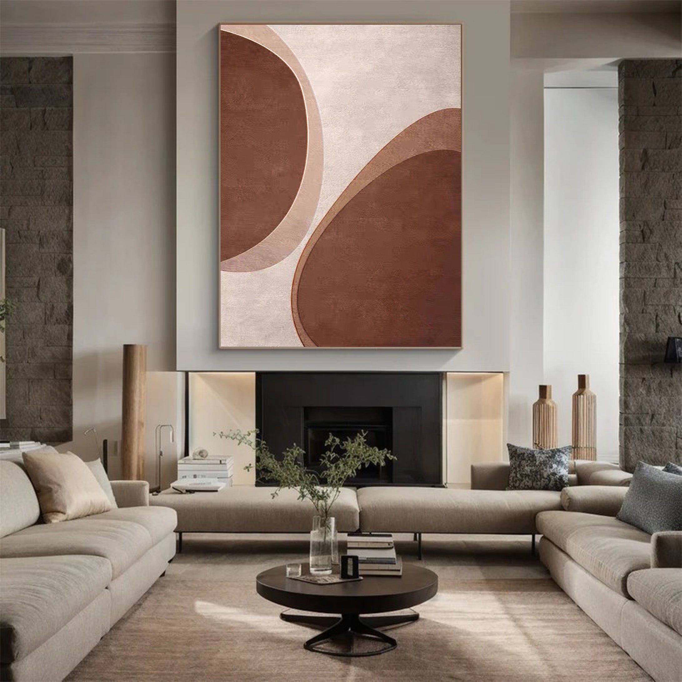 Warm Brown Minimalist Abstract with Organic Shapes #BGA 236