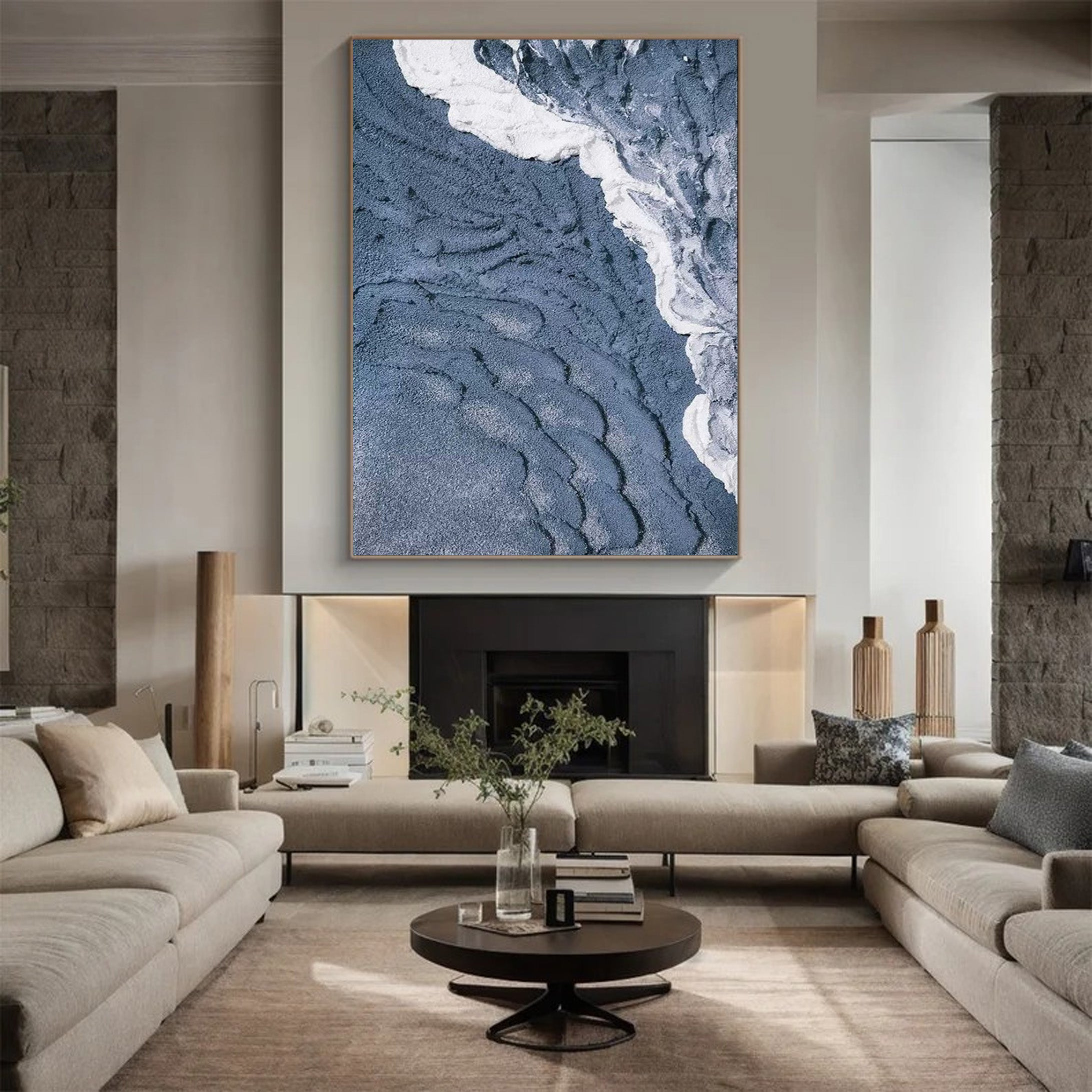 Contemporary Overhead Ocean Painting, Tactile Water Texture #BGA 245