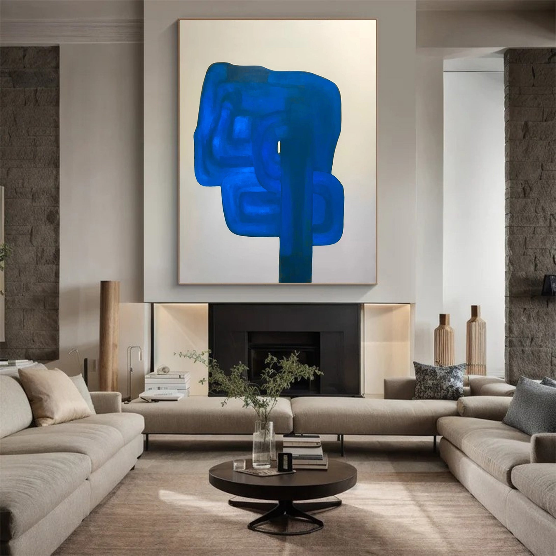 Azure Form: Bold Blue Abstract, Modern Minimalist Art #BGA 201