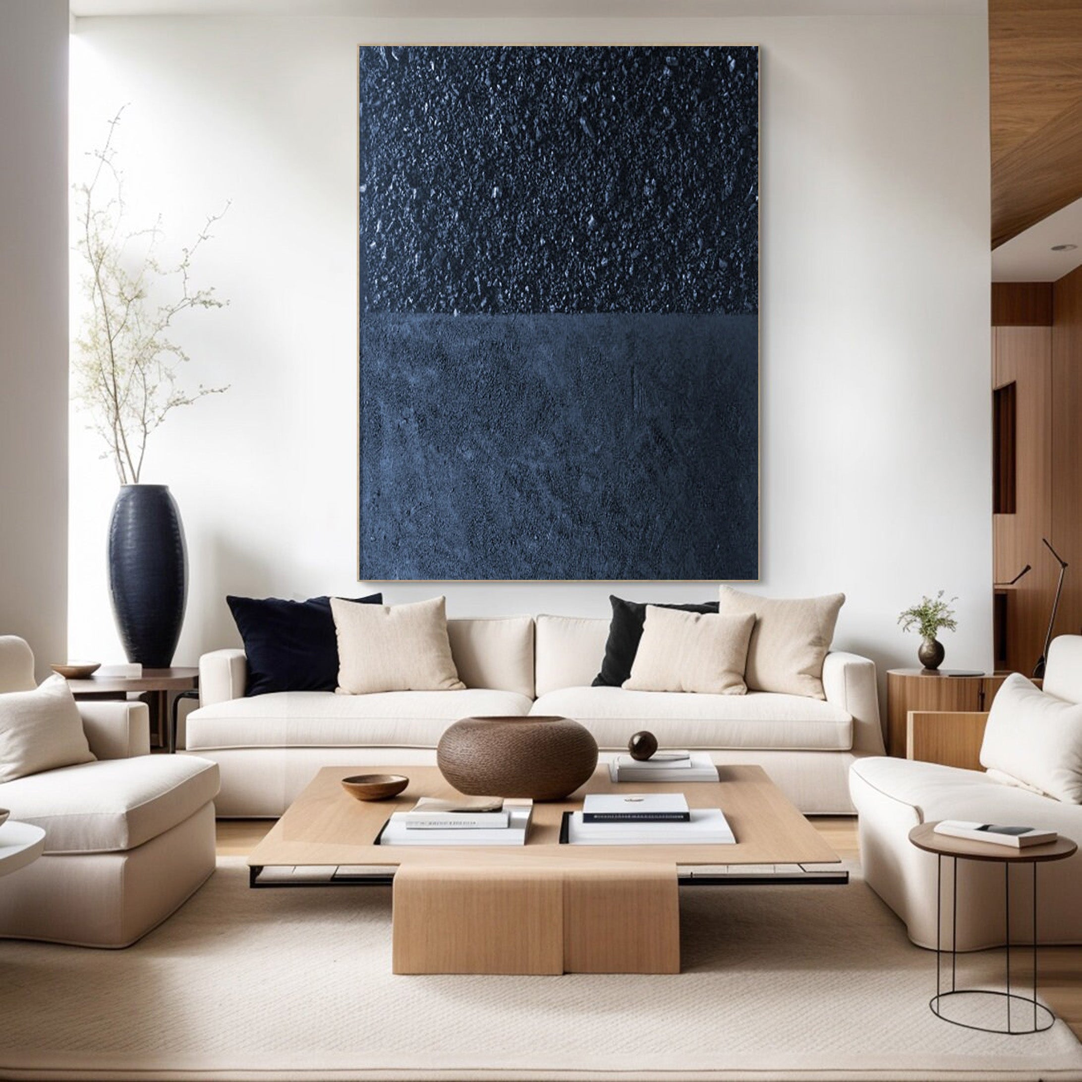 Minimalist Dark Blue Canvas, Textured Abstract Art #BGA 197