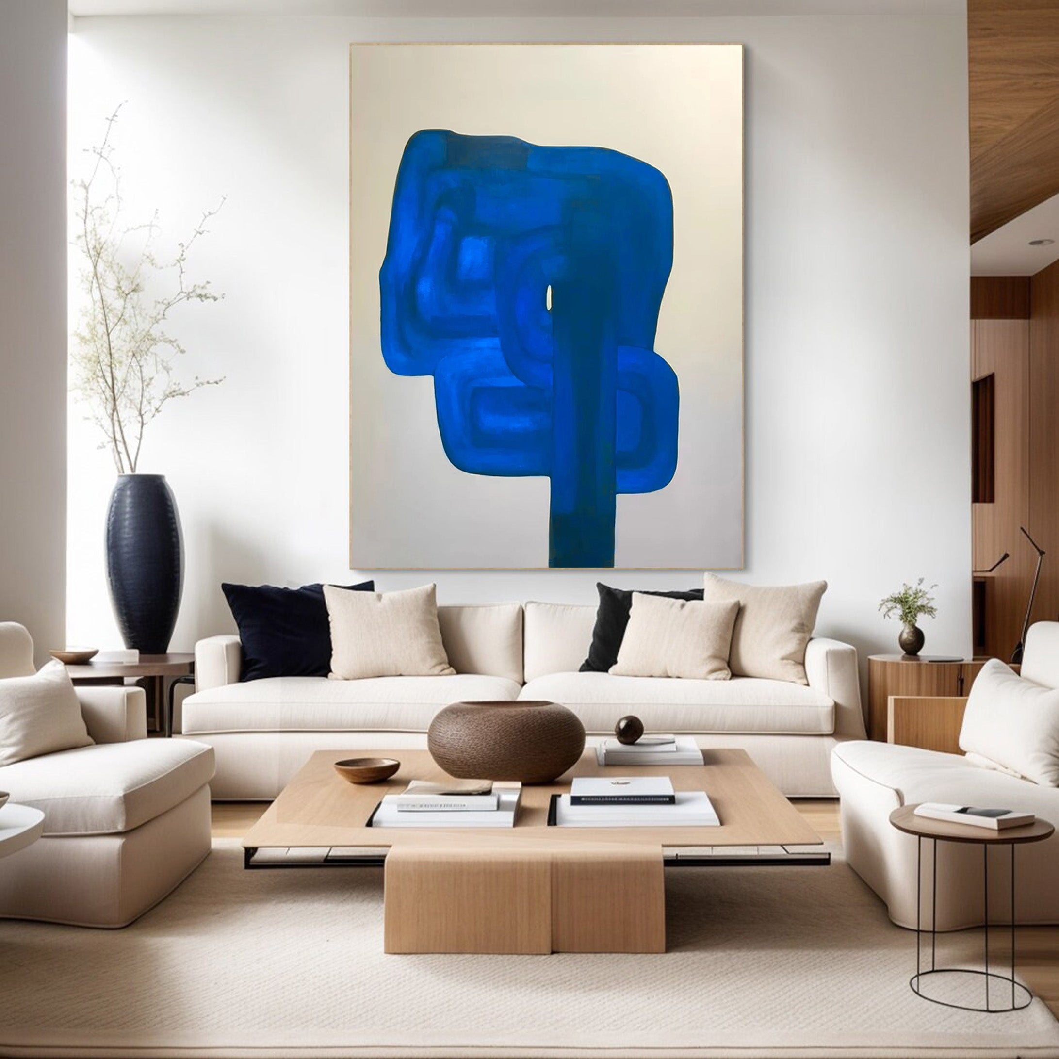 Azure Form: Bold Blue Abstract, Modern Minimalist Art #BGA 201