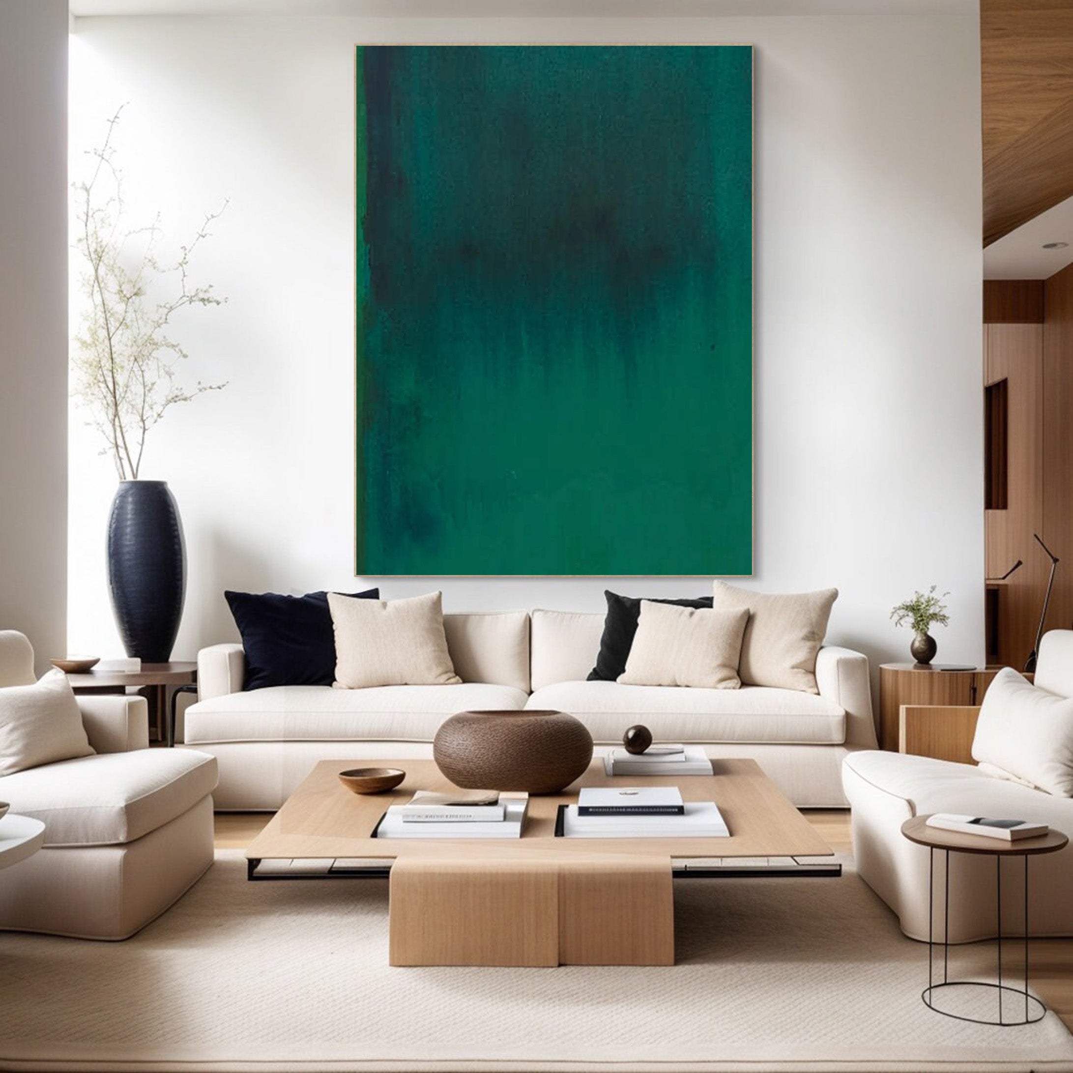 Aurora Green Canvas, Atmospheric Minimalist Decor #BGA 198