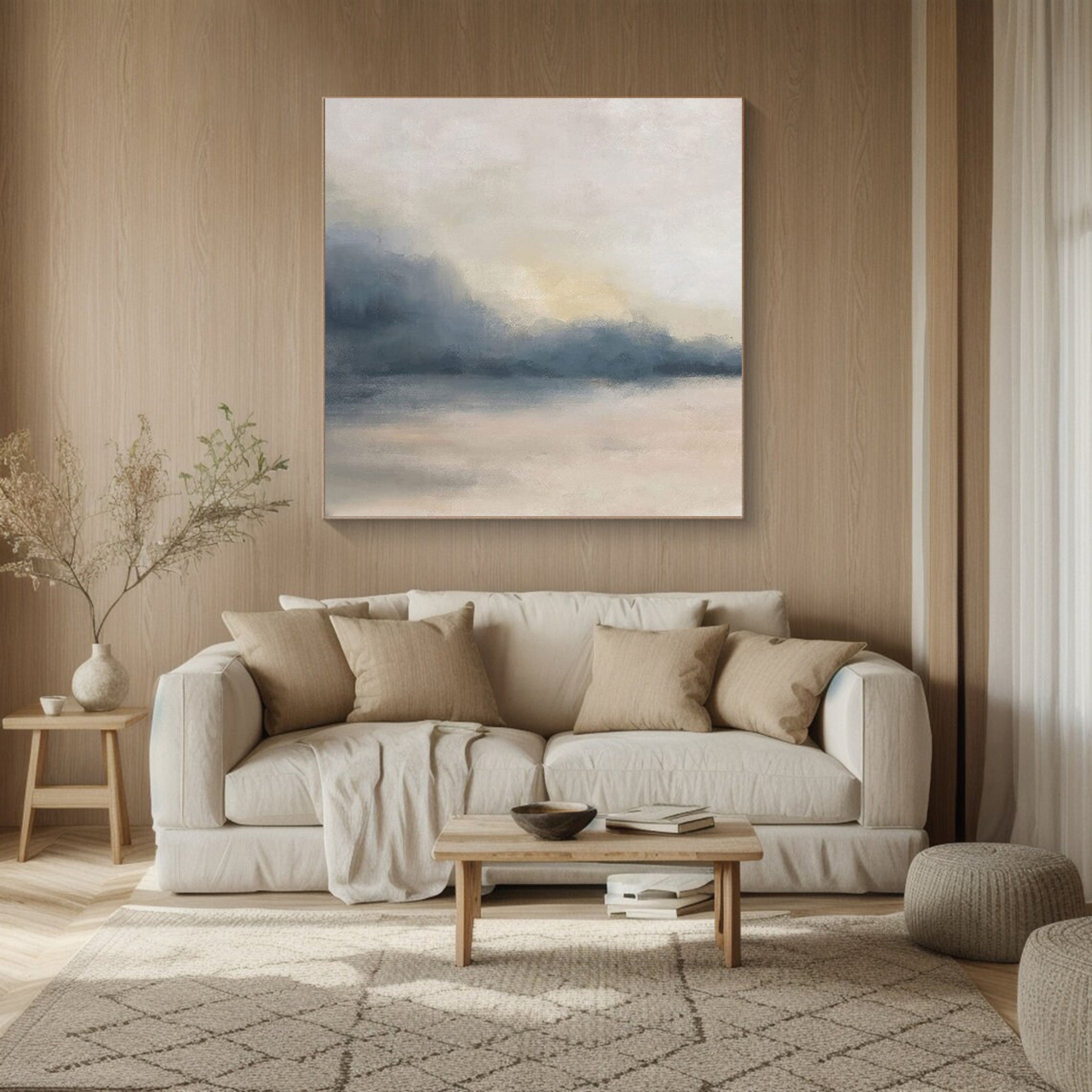 Ethereal Shores: Abstract Landscape Art, Soft Muted Palette #BGA 218