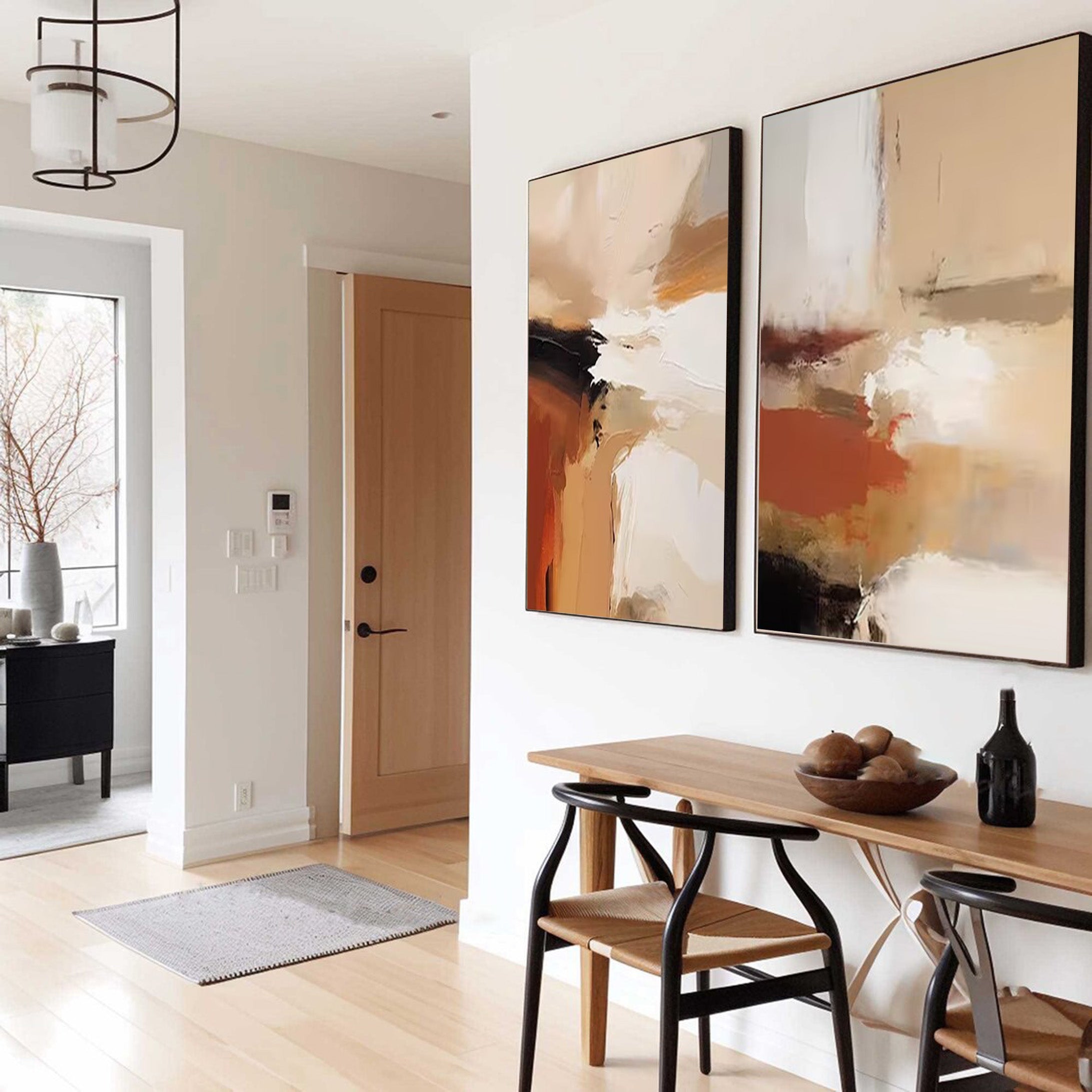 Earthen Duet: Set of 2 Abstract Paintings, Warm Terra Tones #BGA 211